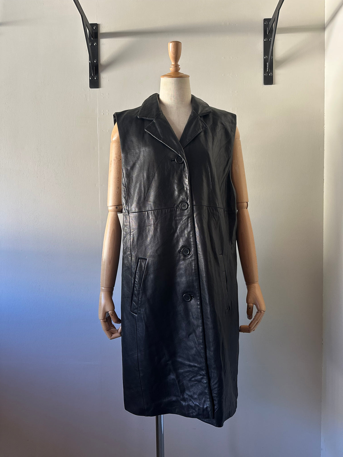 leather long vest