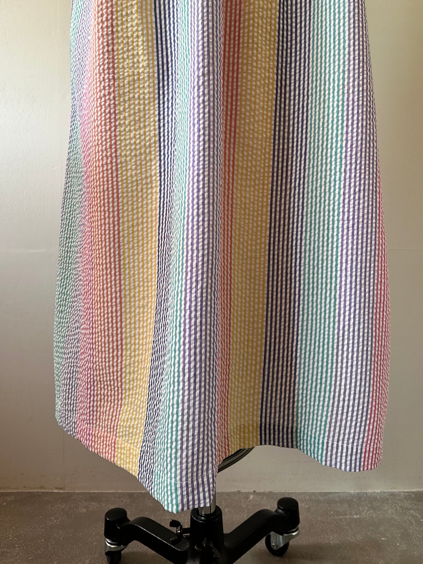seersucker stripe zip up dress