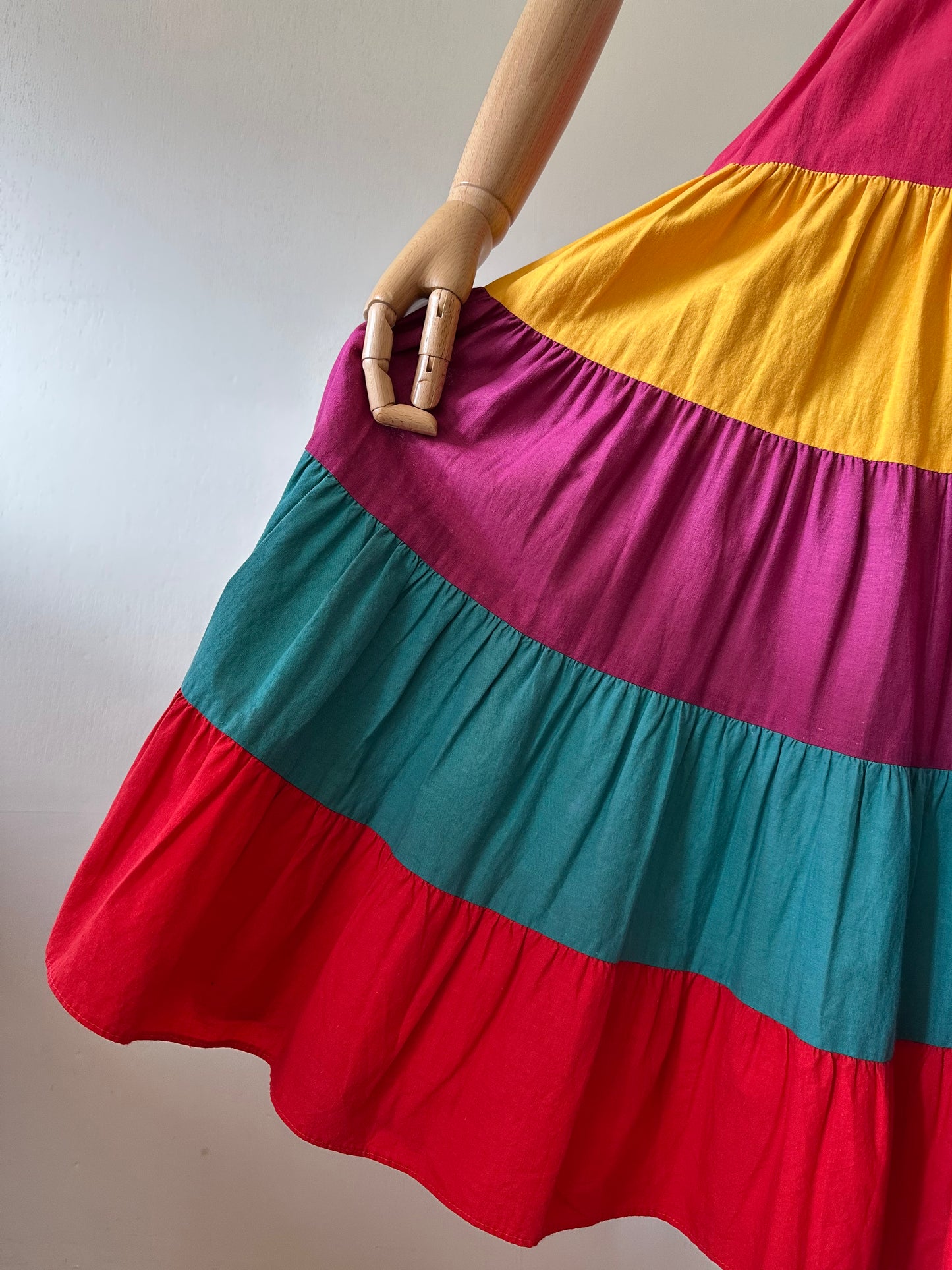 multicolored tiered skirt