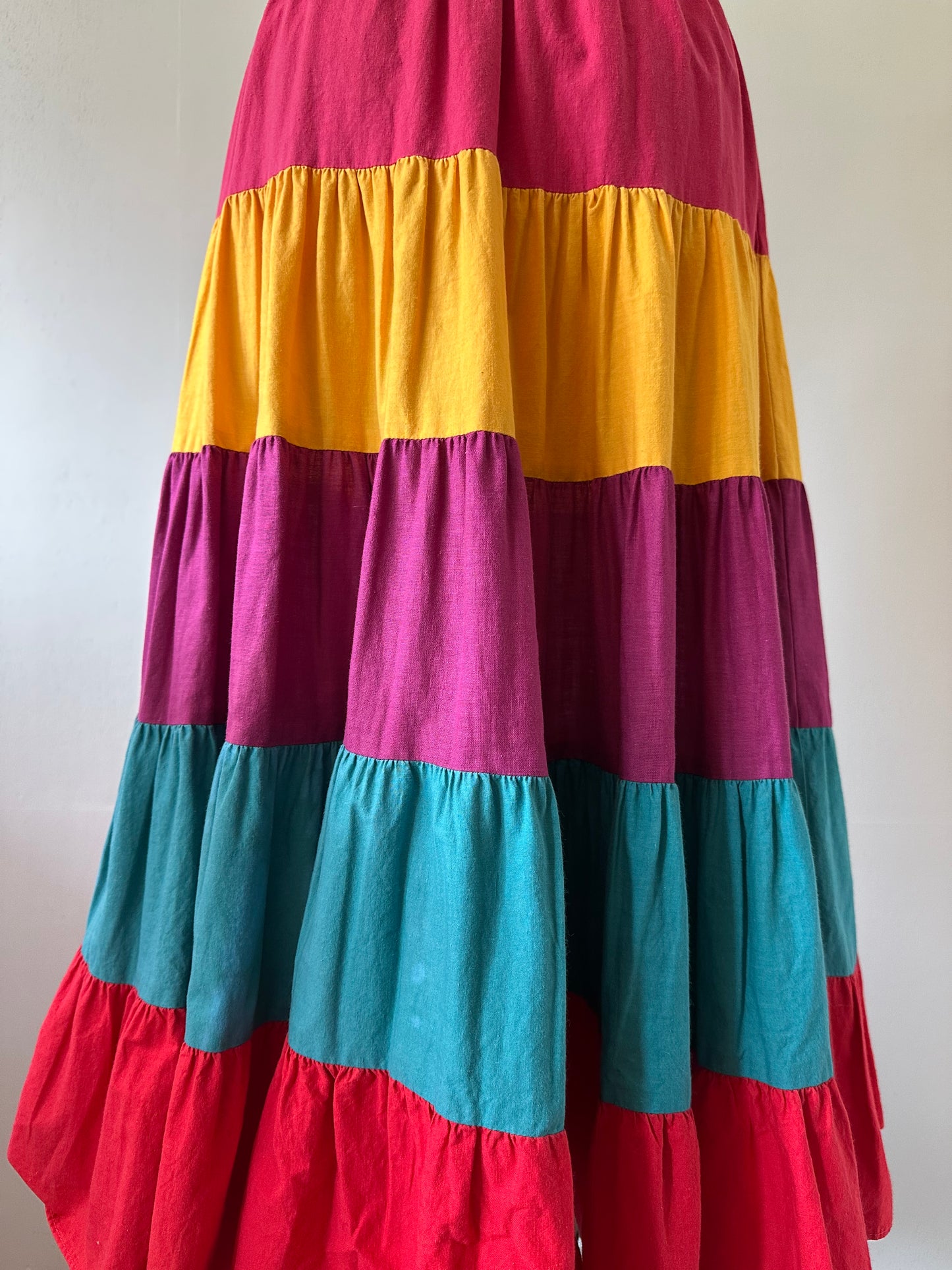 multicolored tiered skirt