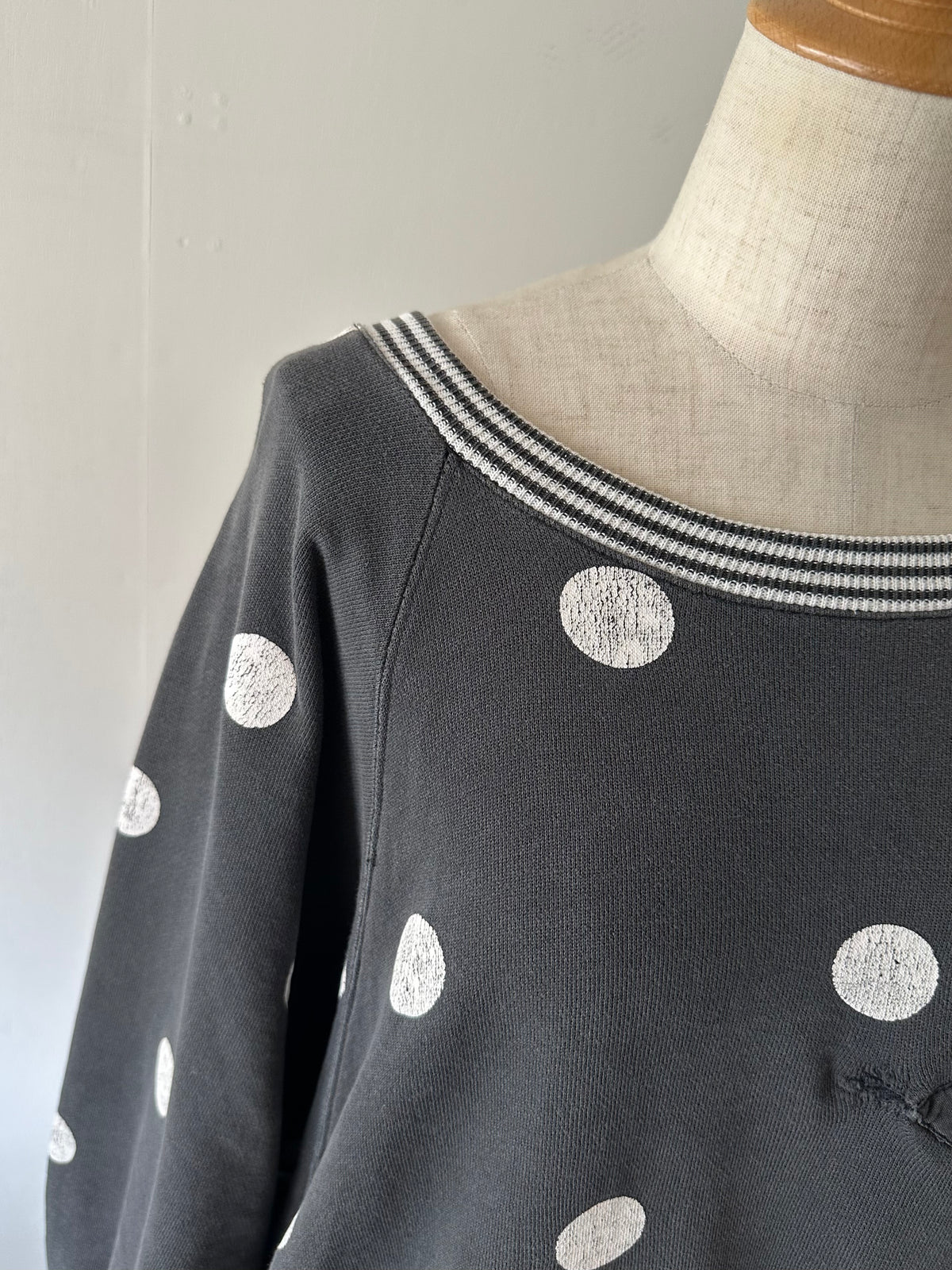 dots stripe dolman sleeve tops