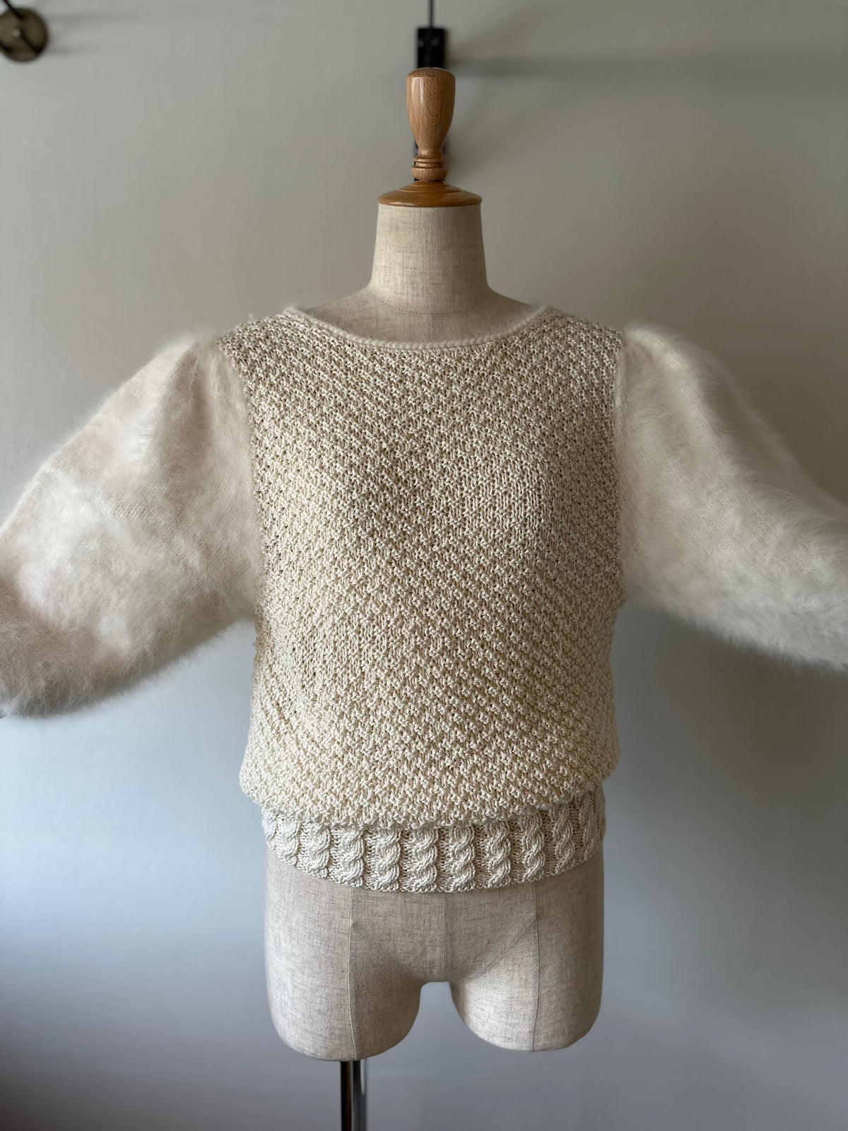 fur sleeve design knit tops