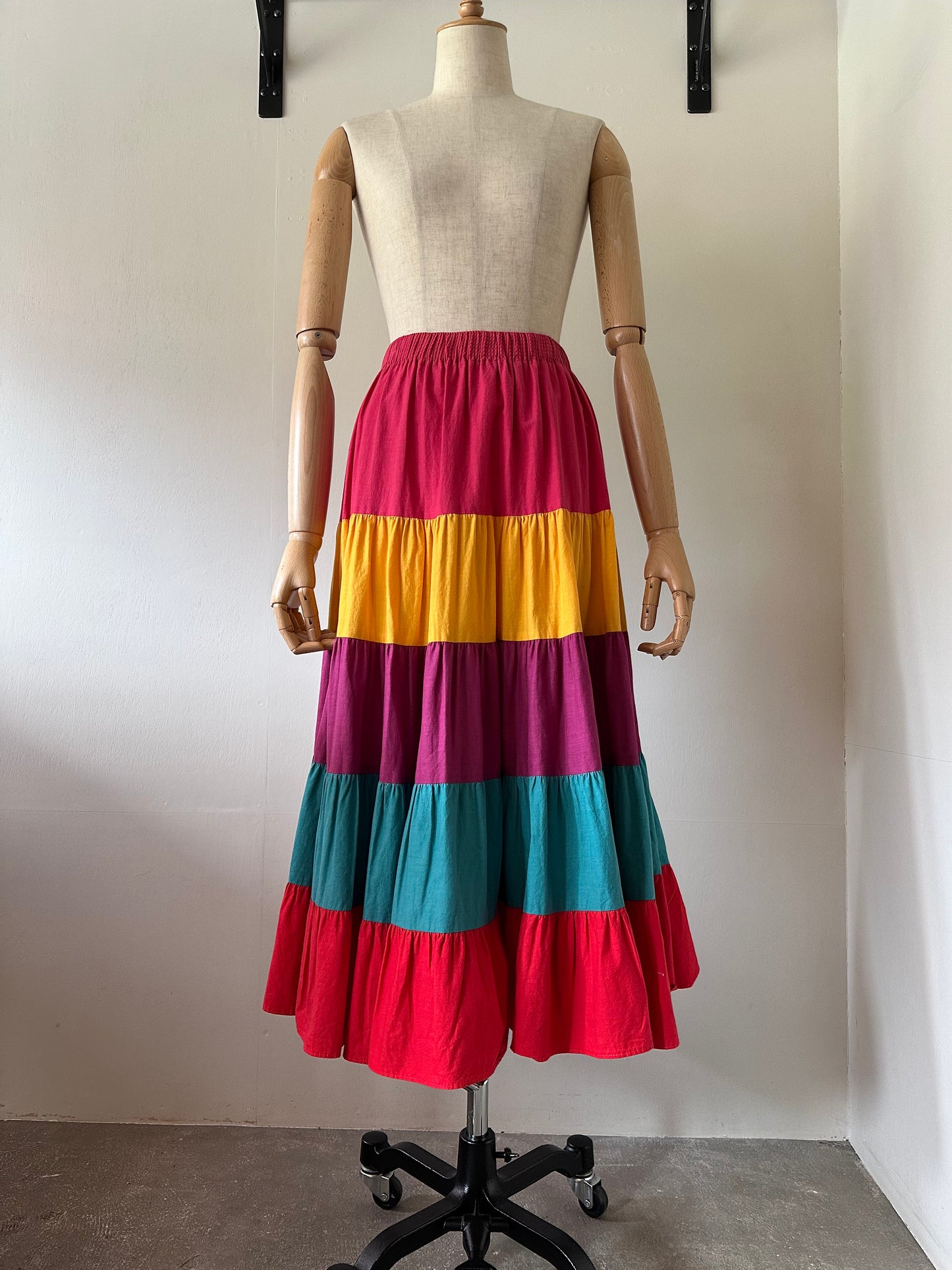 multicolored tiered skirt