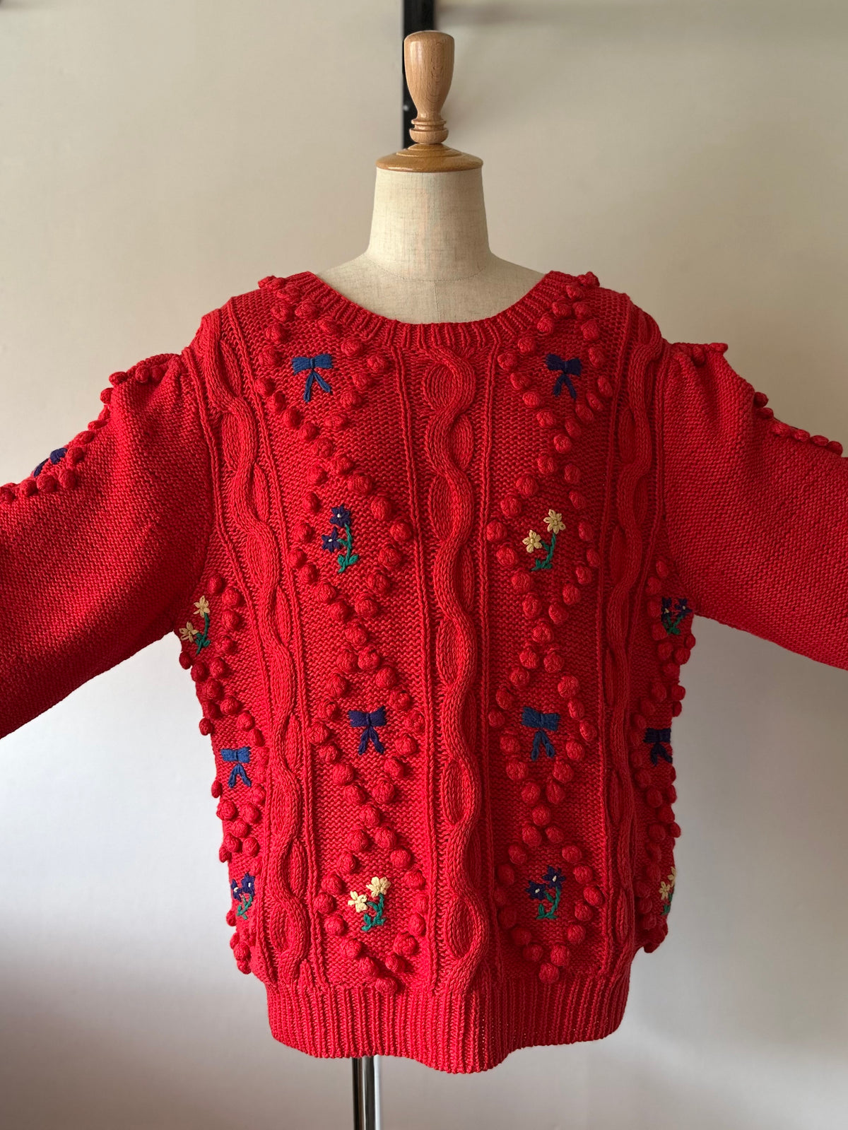 ribbon×flower knit sweater