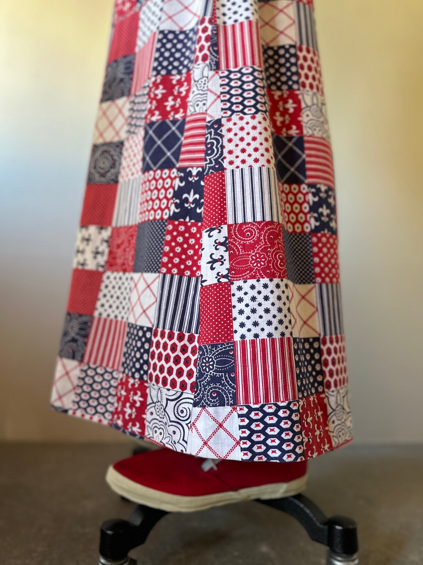 patchwork pattern maxi skirt