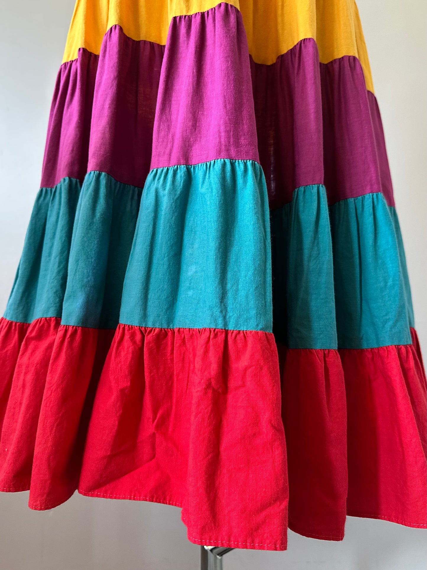 multicolored tiered skirt
