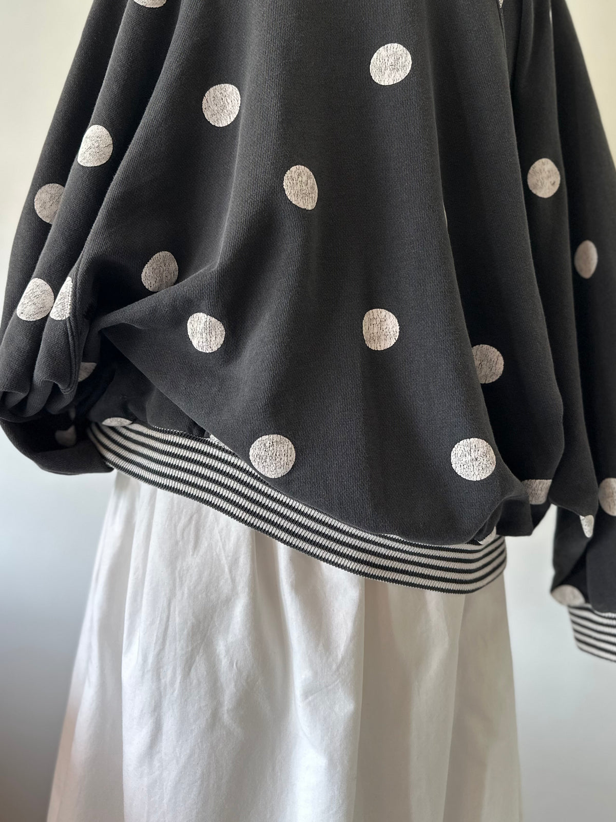 dots stripe dolman sleeve tops