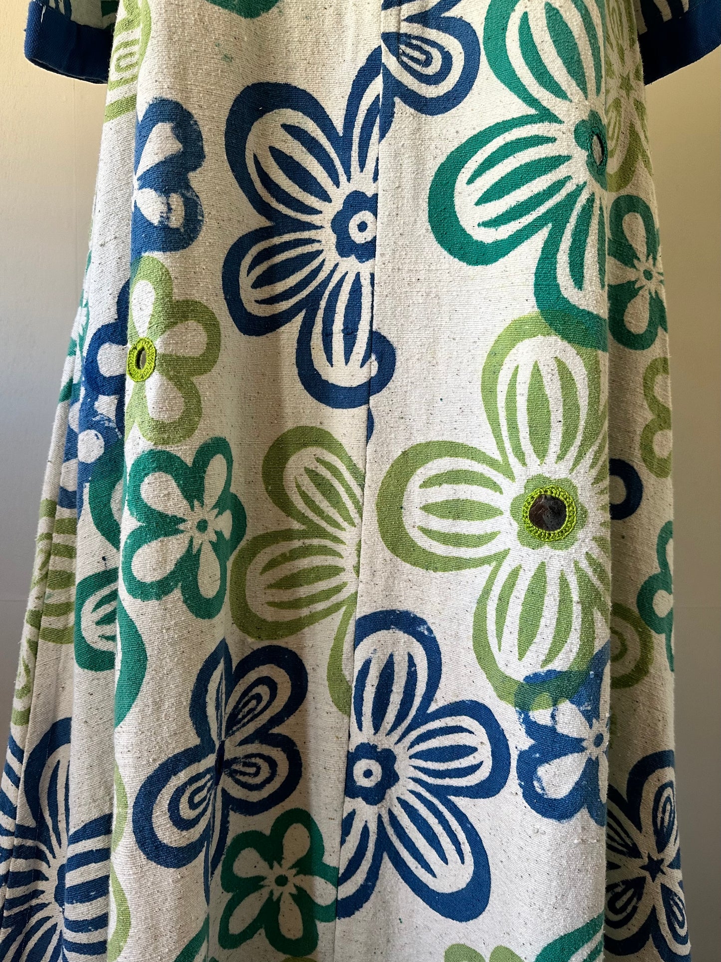 vintage floral mirror work dress