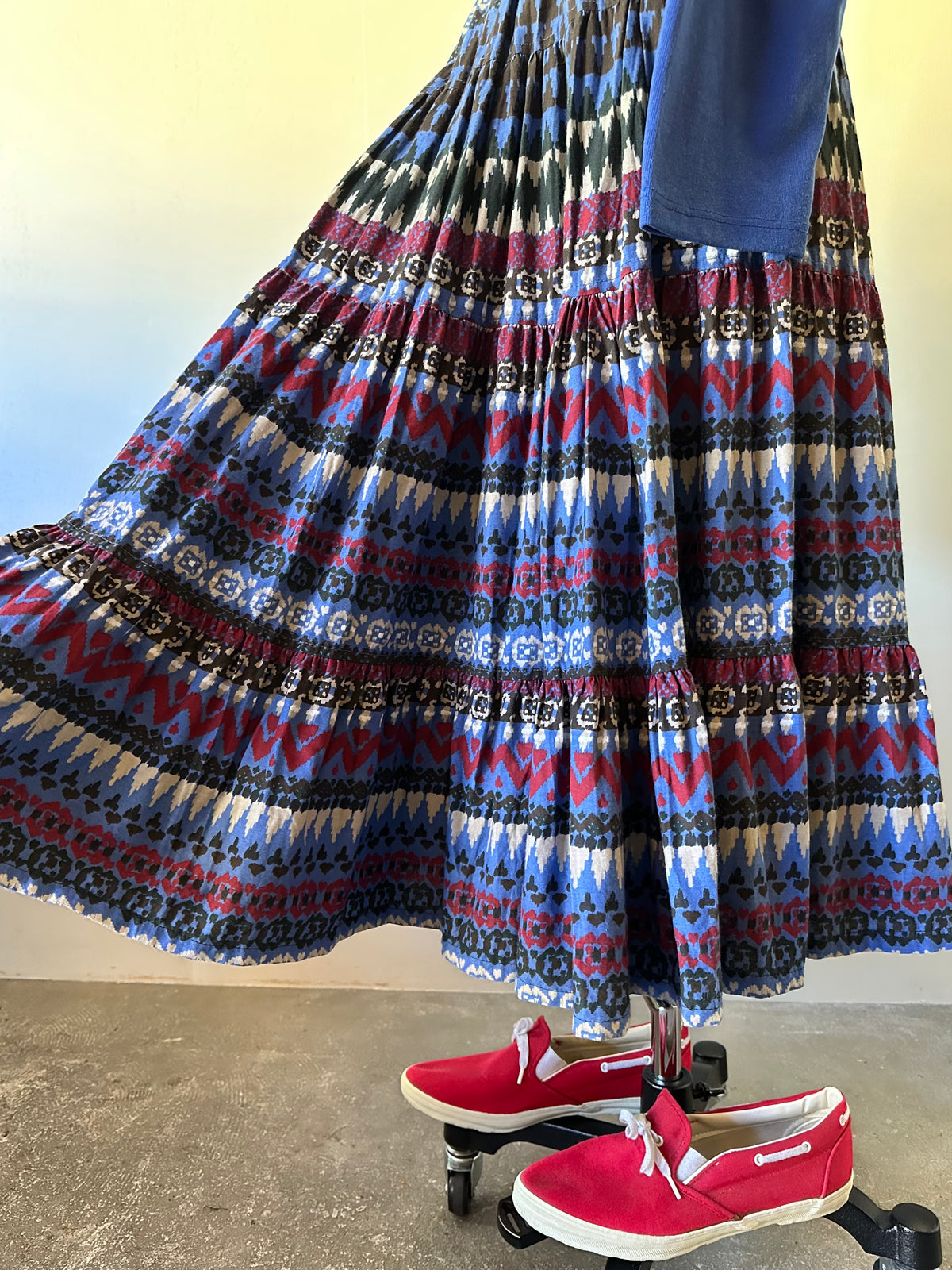 native pattern tiered skirt