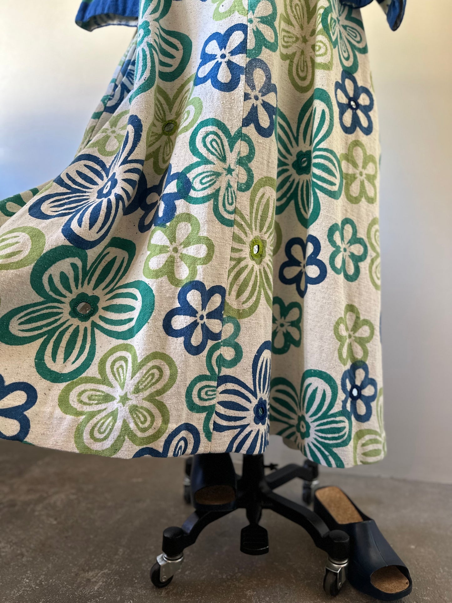 vintage floral mirror work dress