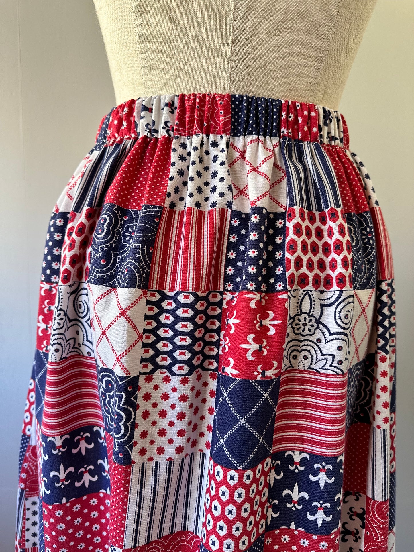 patchwork pattern maxi skirt