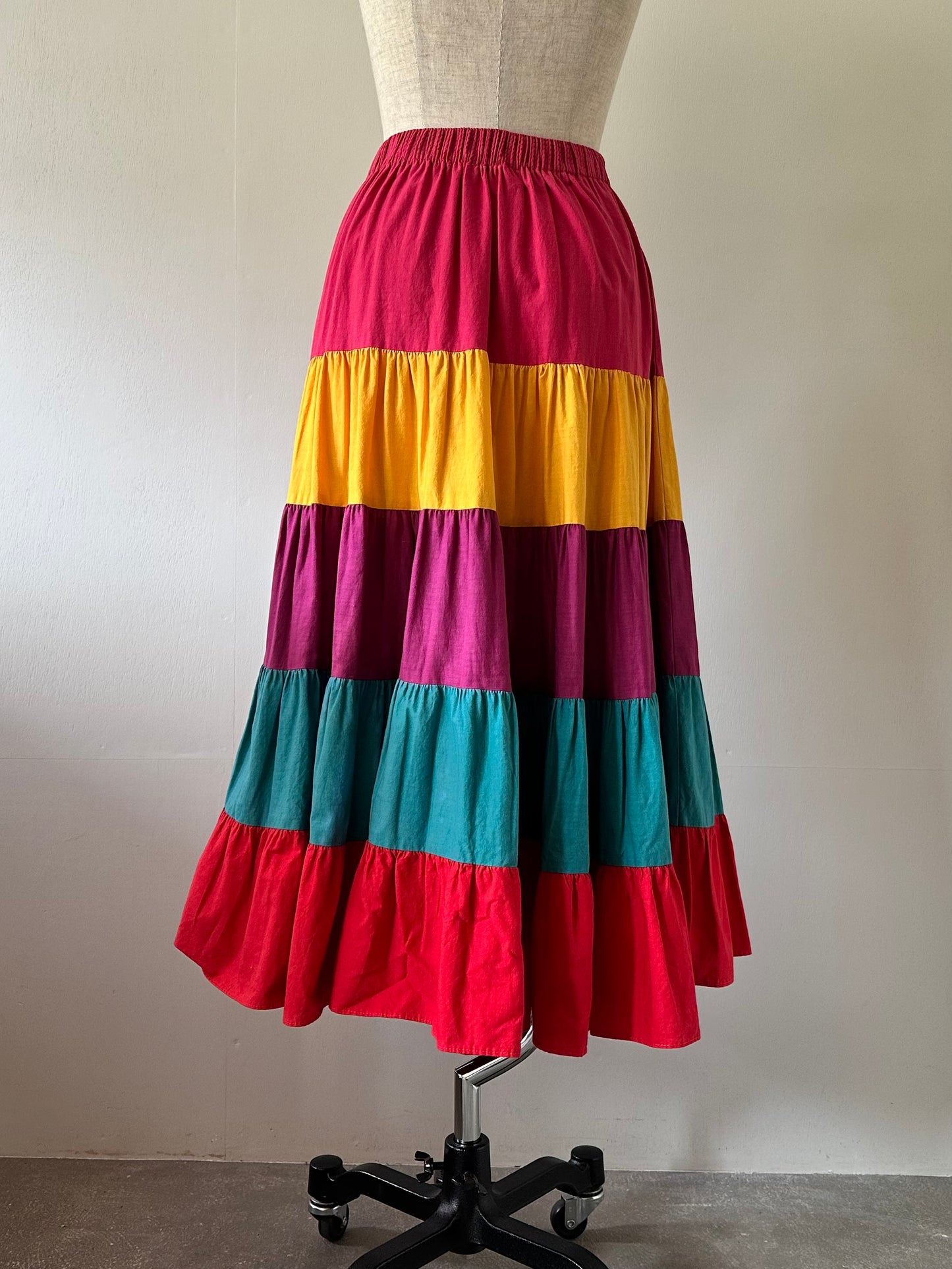 multicolored tiered skirt