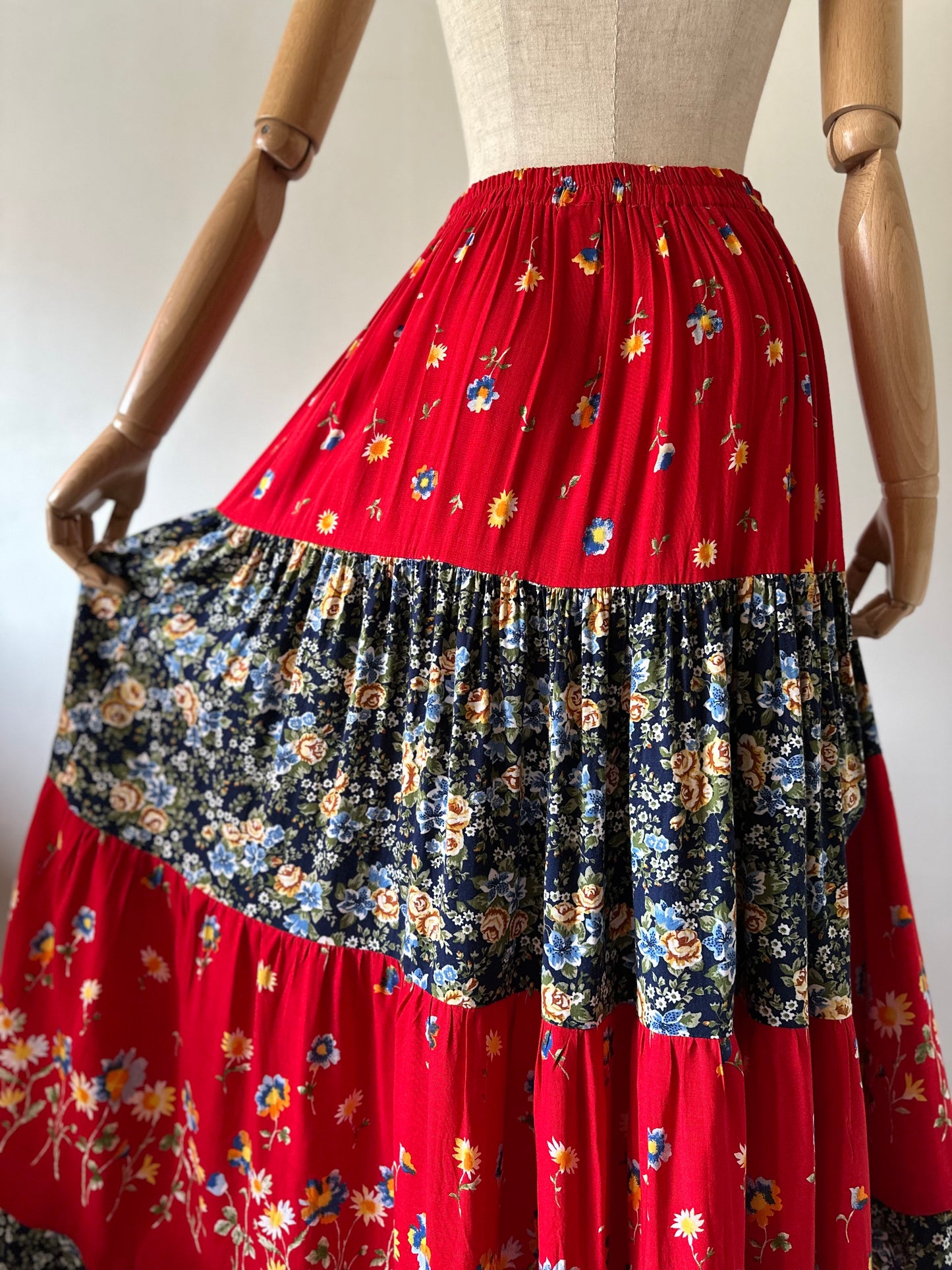 floral tiered maxi skirt