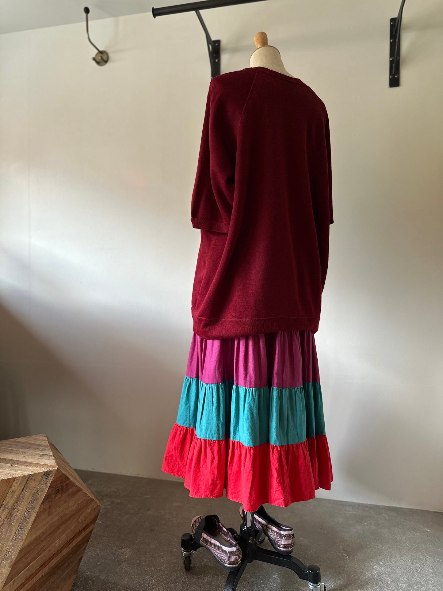 multicolored tiered skirt