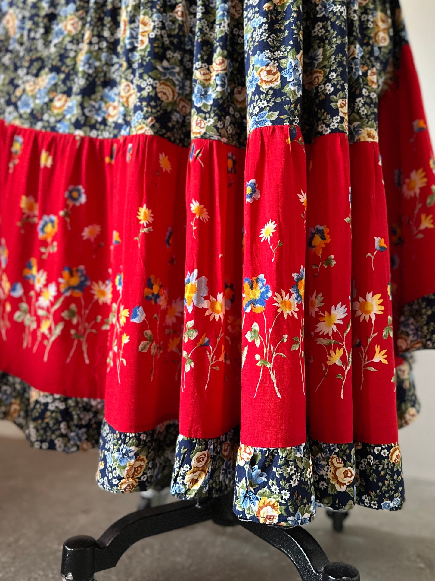 floral tiered maxi skirt