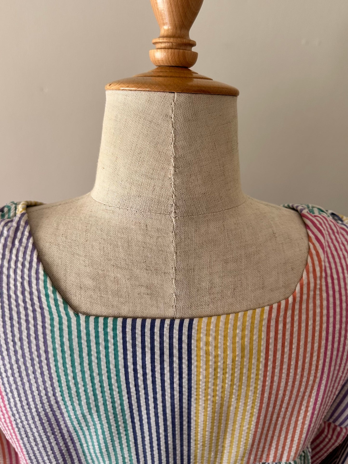 seersucker stripe zip up dress