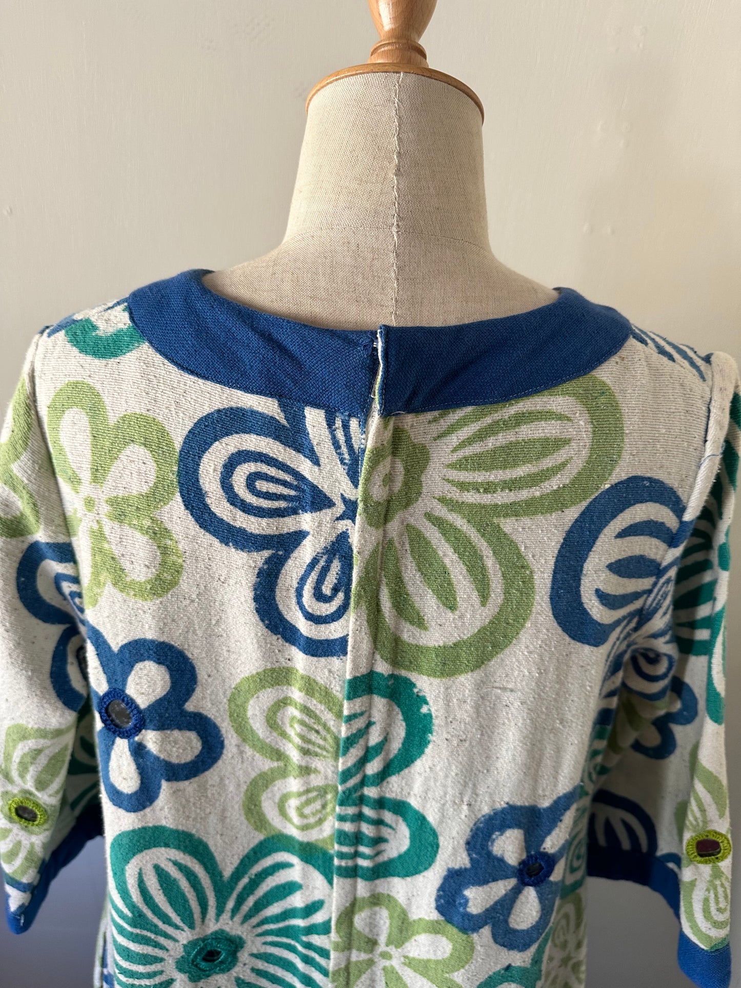 vintage floral mirror work dress