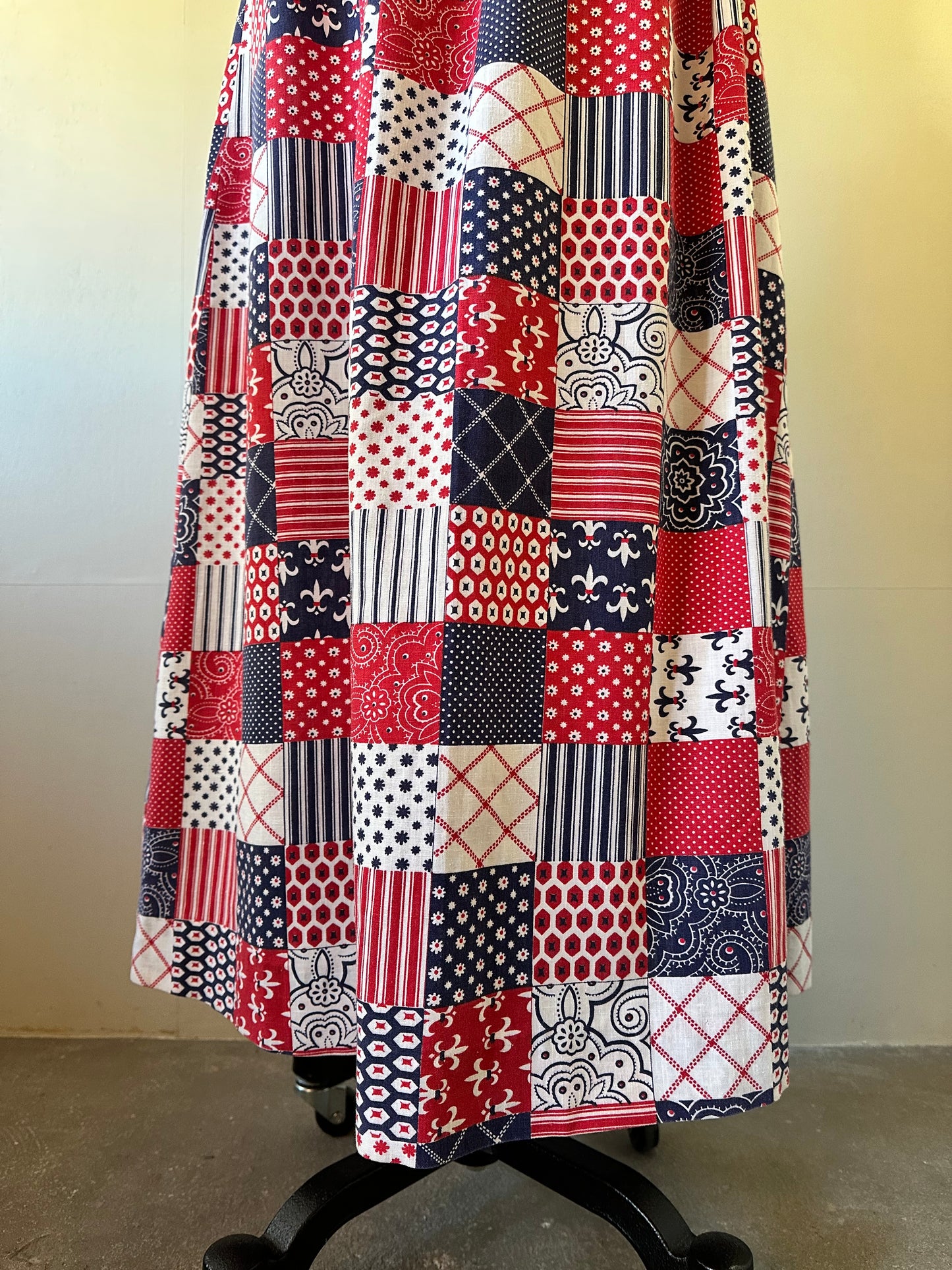 patchwork pattern maxi skirt
