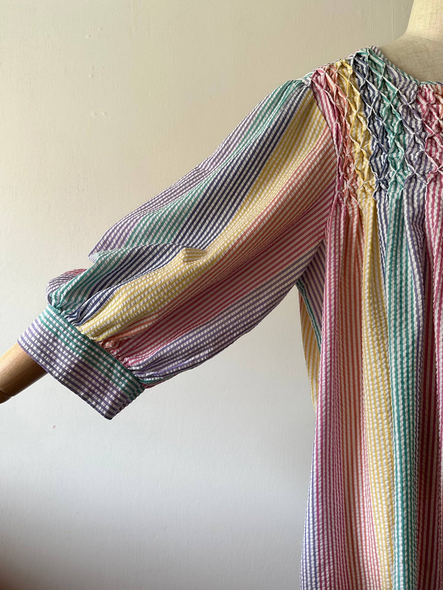 seersucker stripe zip up dress