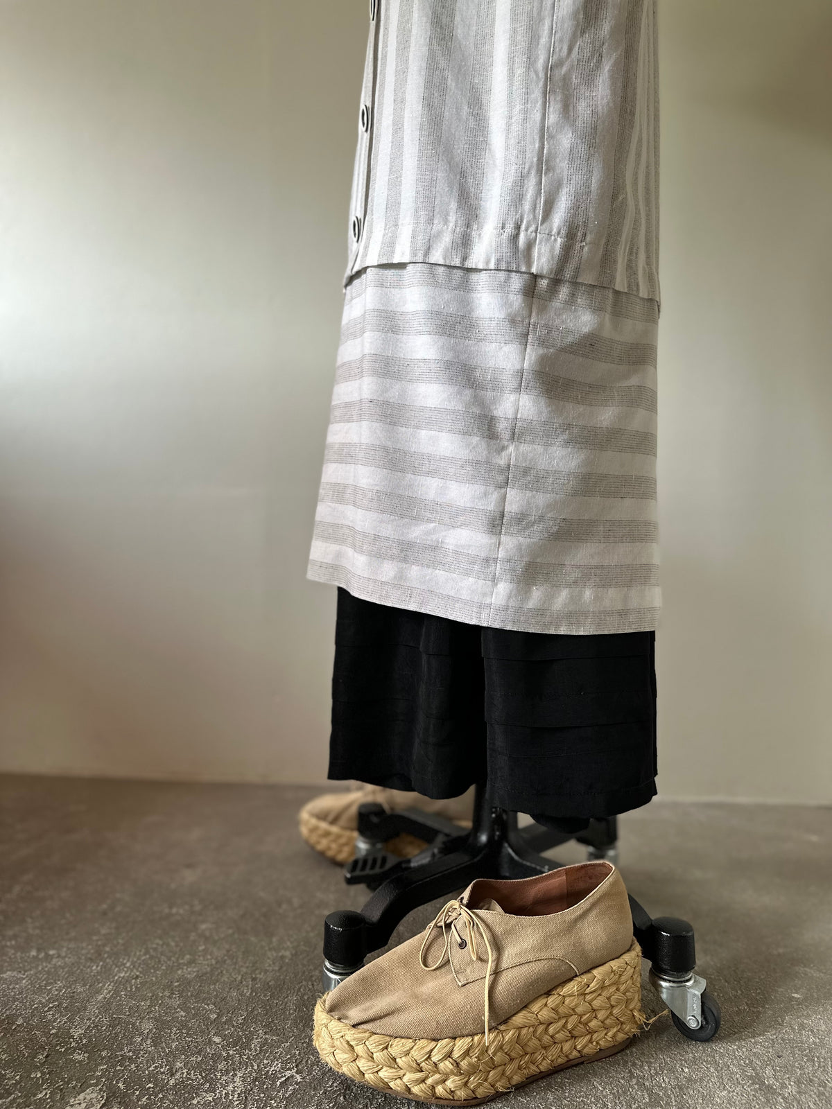 stripe switching dress