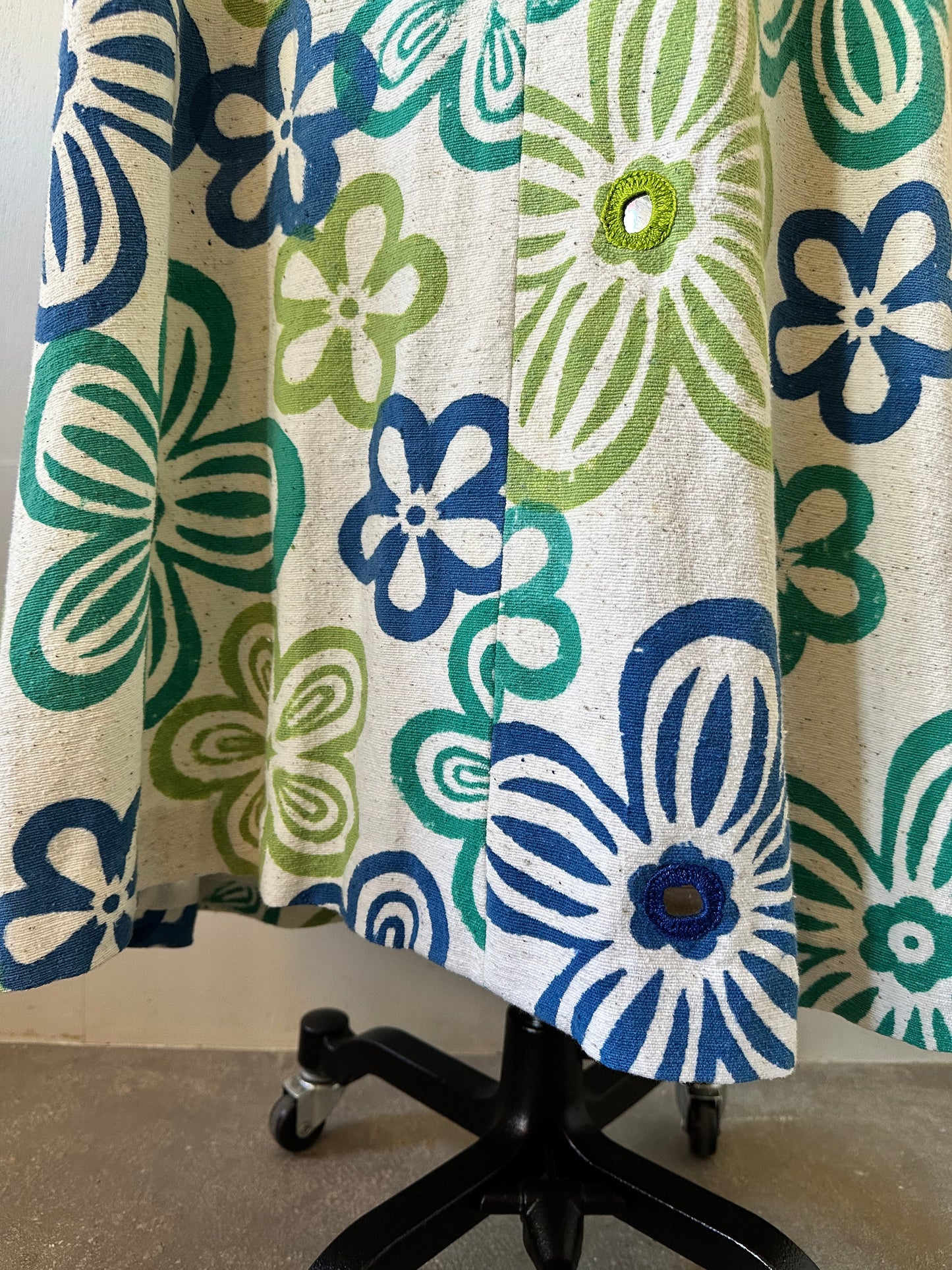 vintage floral mirror work dress