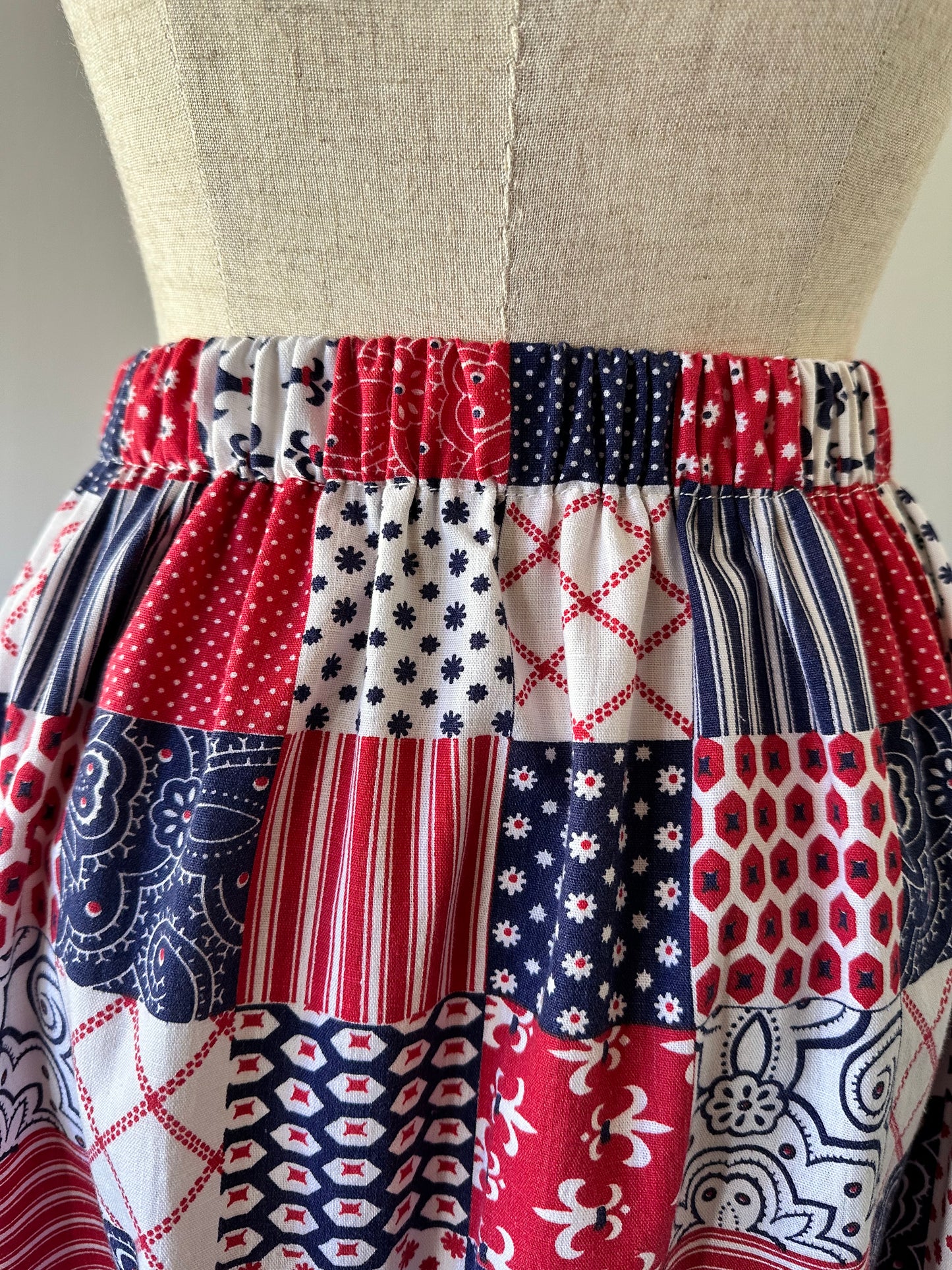 patchwork pattern maxi skirt