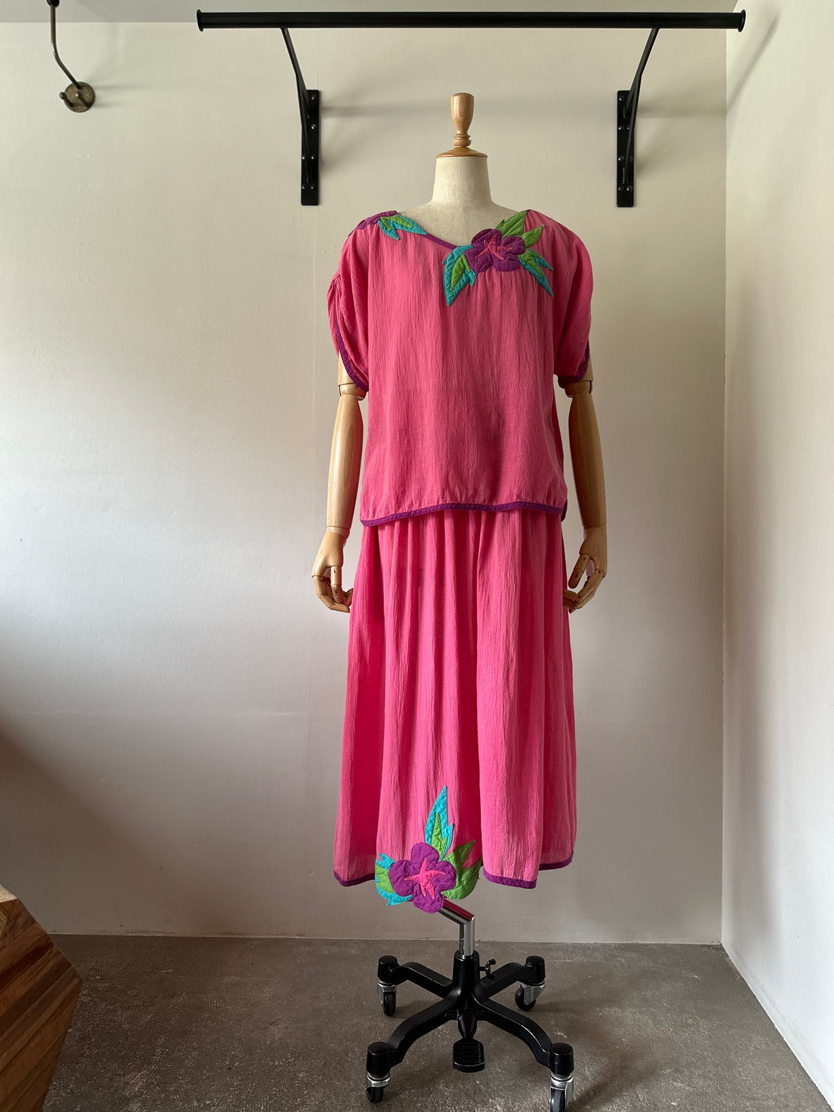 flower appliqué two-piece(set)