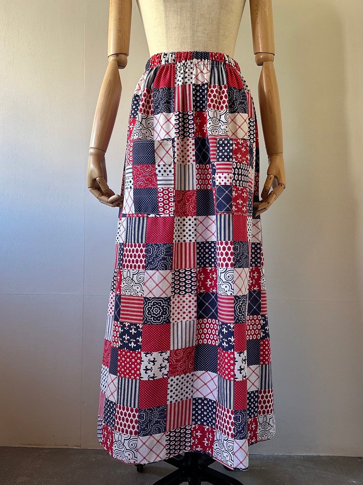 patchwork pattern maxi skirt