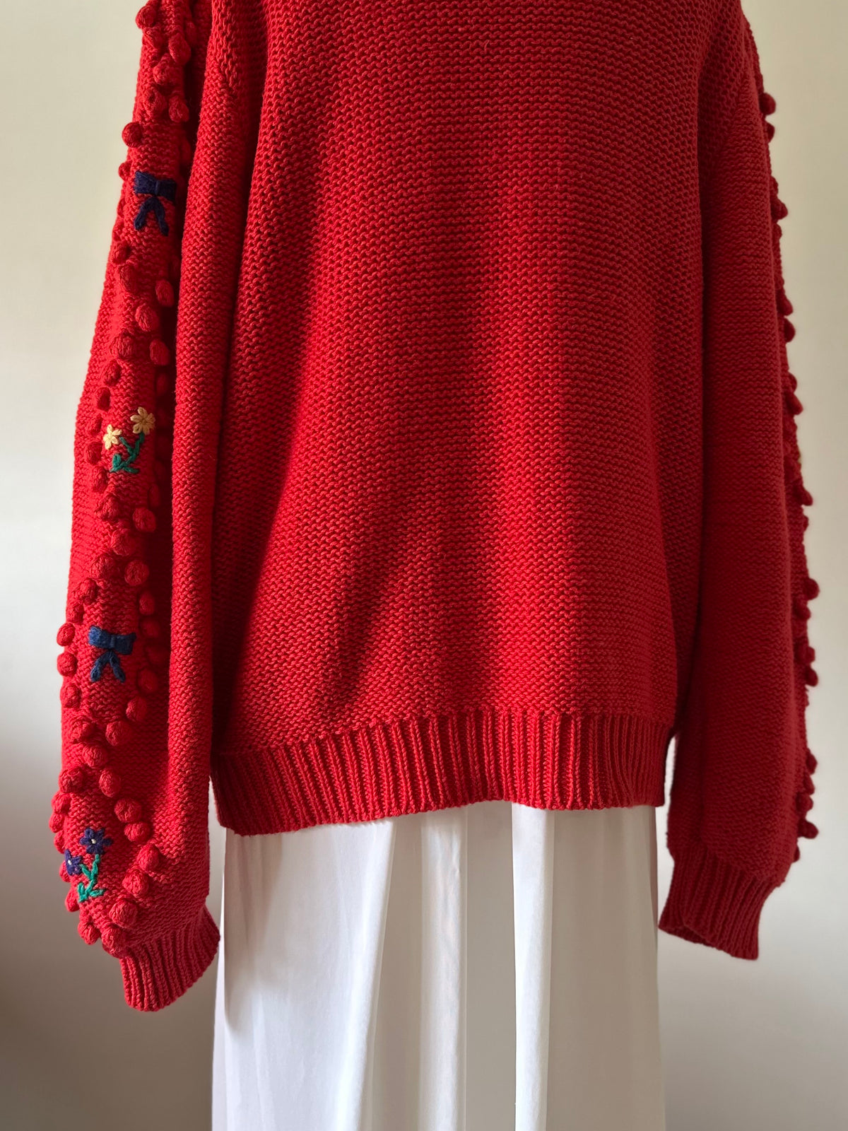 ribbon×flower knit sweater