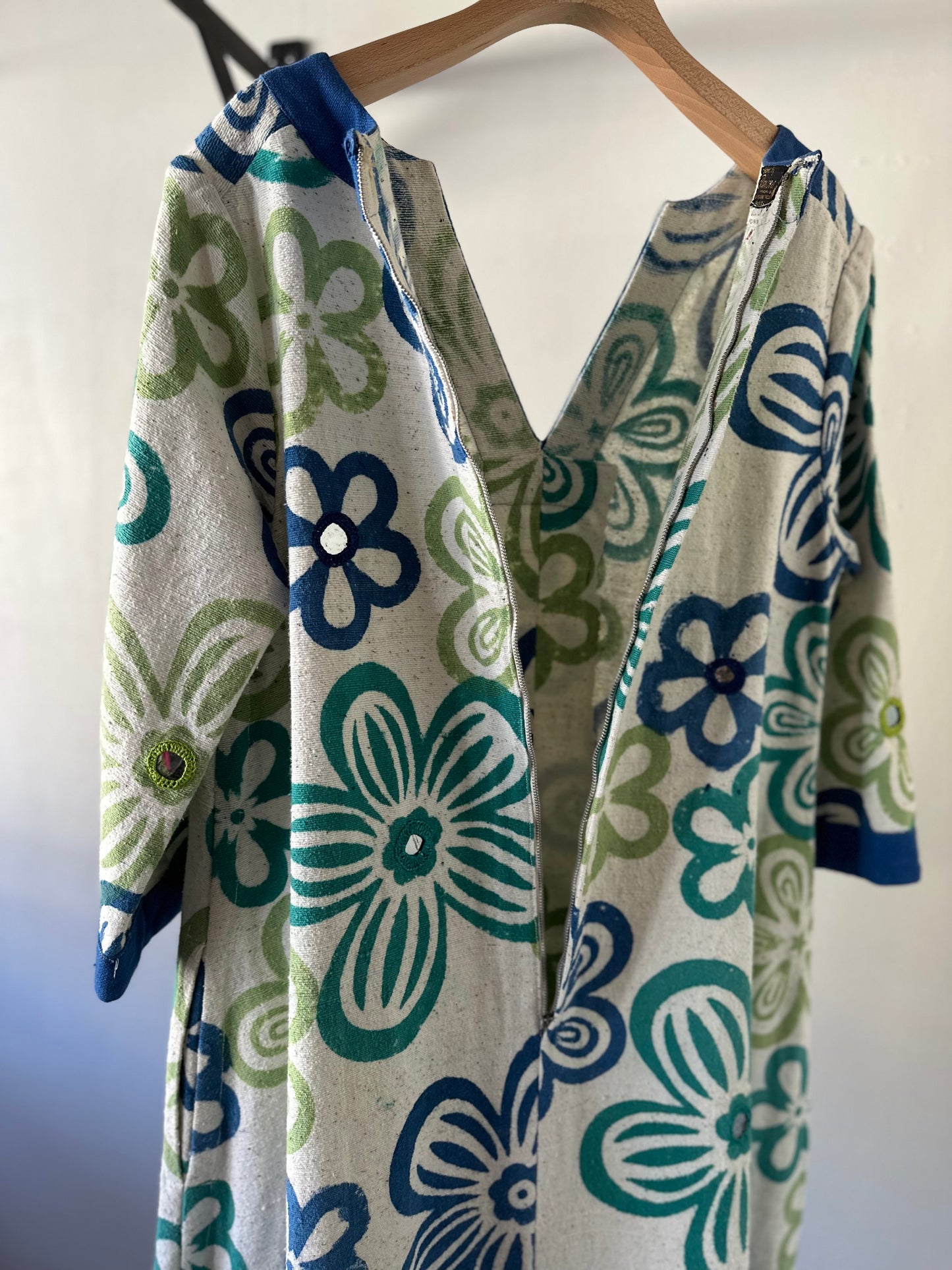 vintage floral mirror work dress