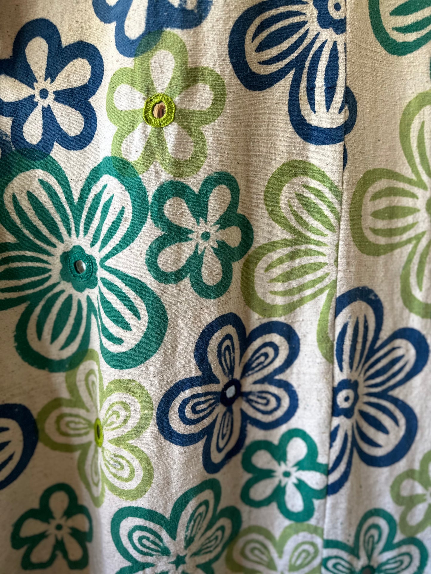 vintage floral mirror work dress