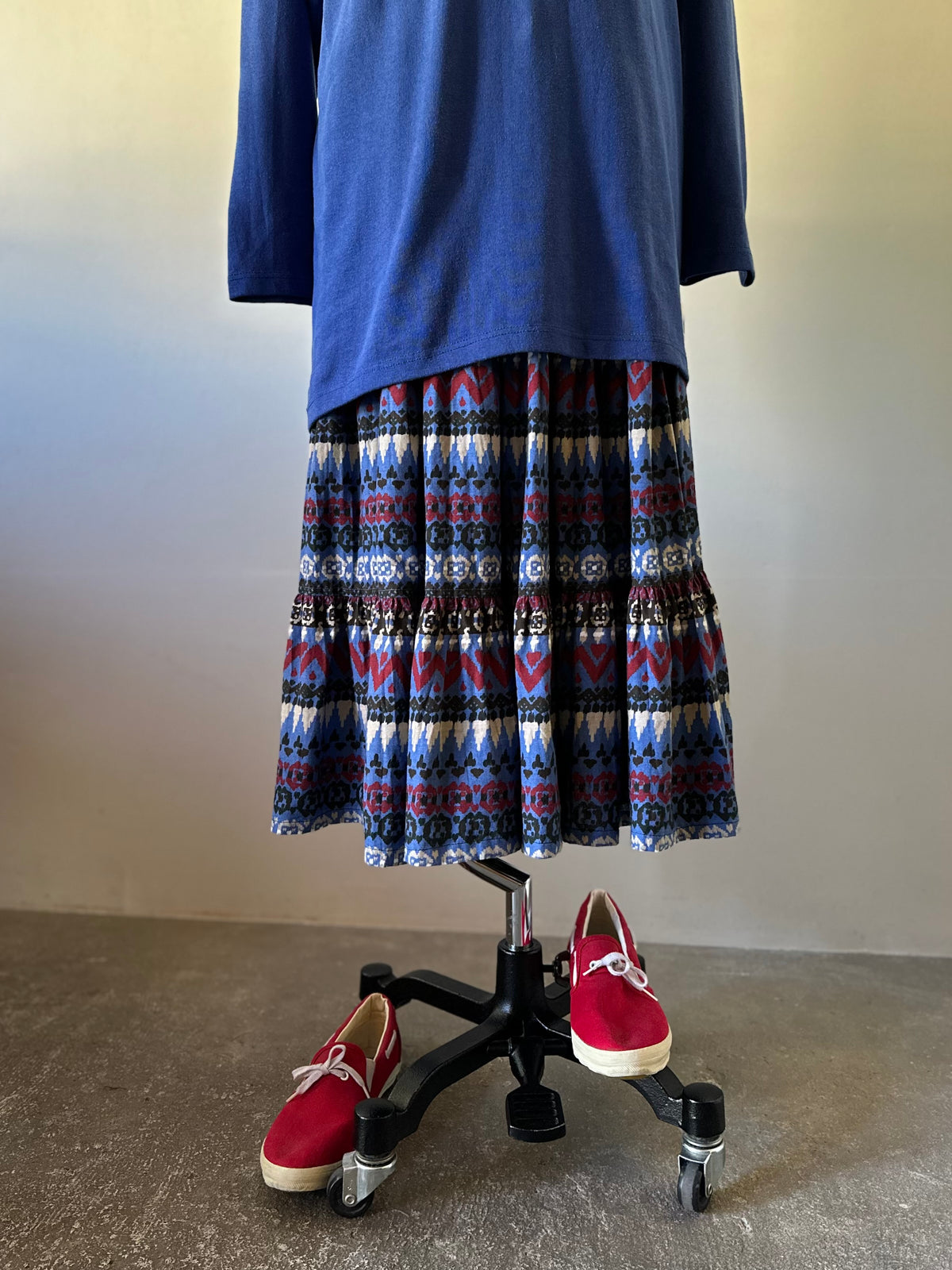 native pattern tiered skirt