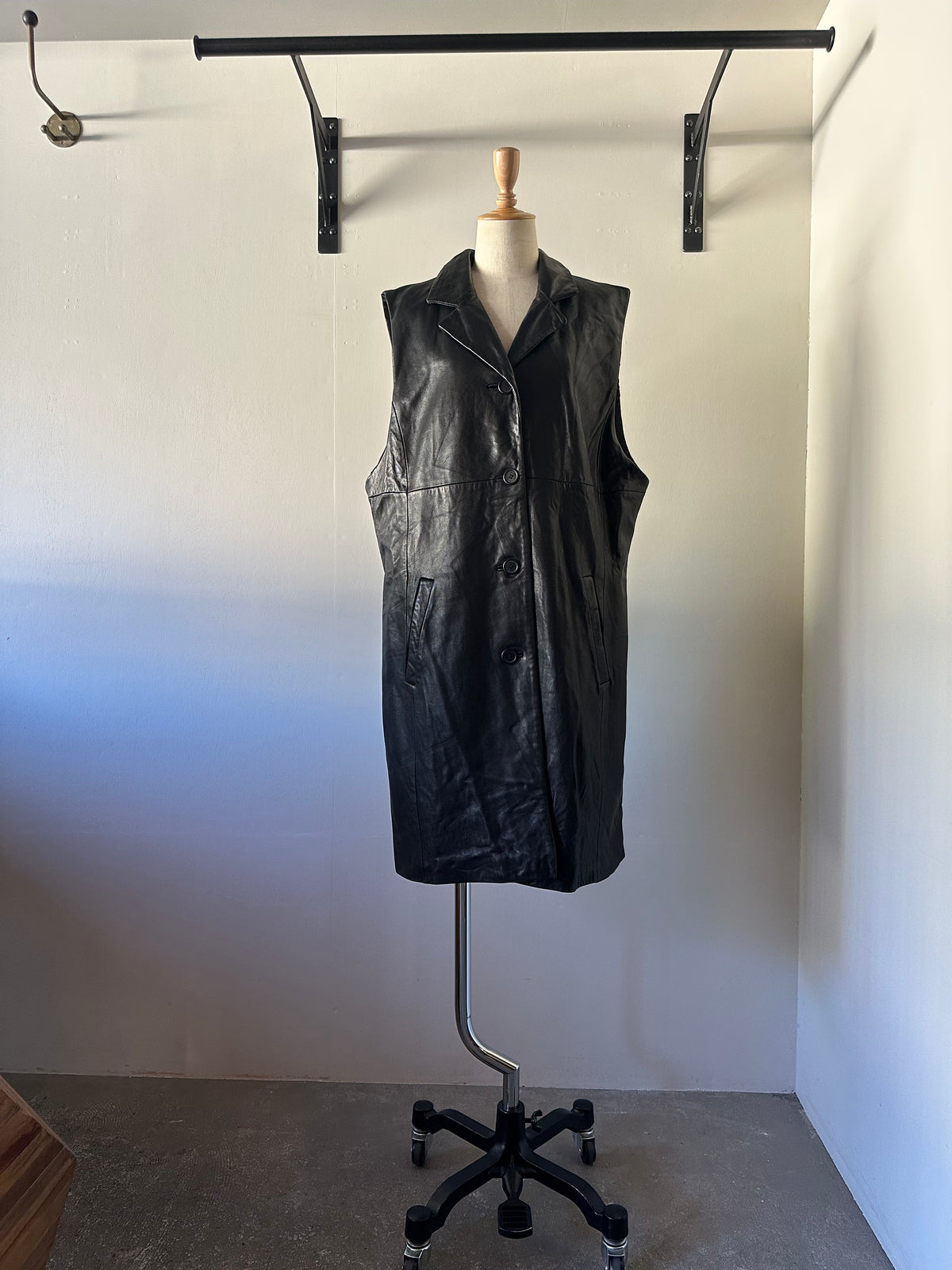 leather long vest
