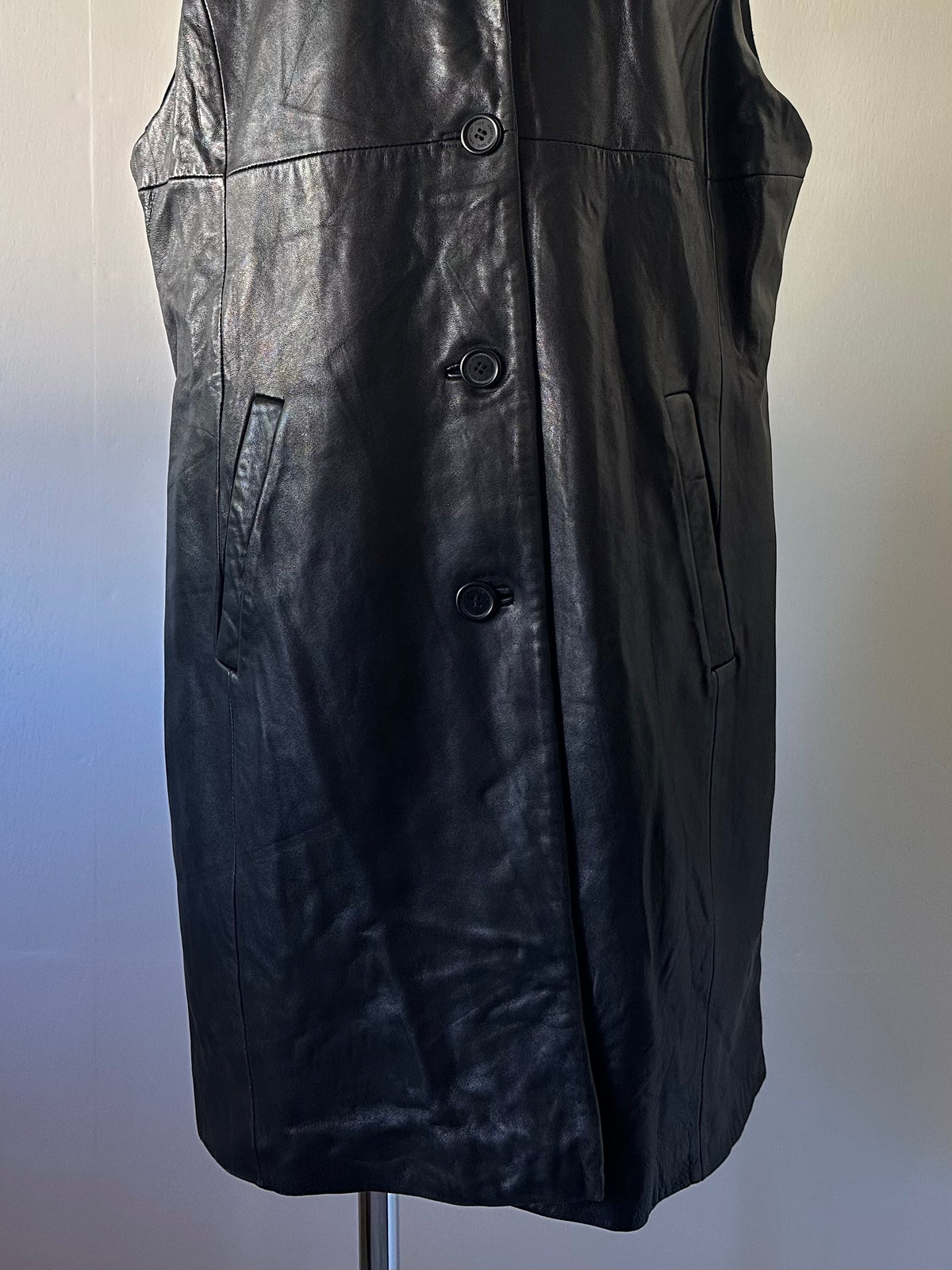 leather long vest