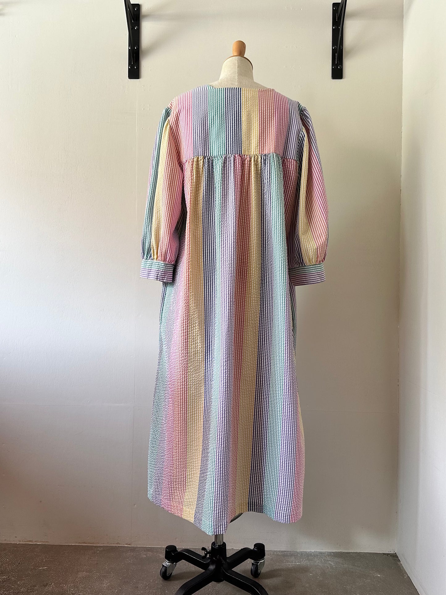 seersucker stripe zip up dress
