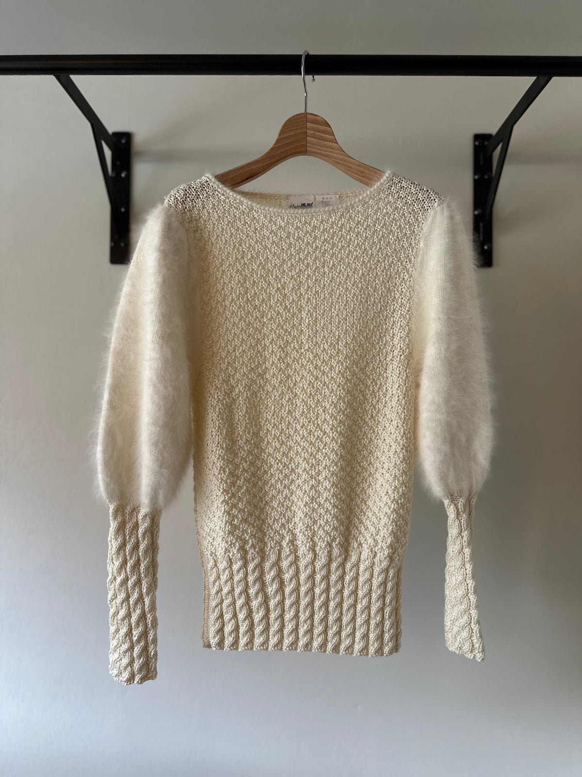 fur sleeve design knit tops
