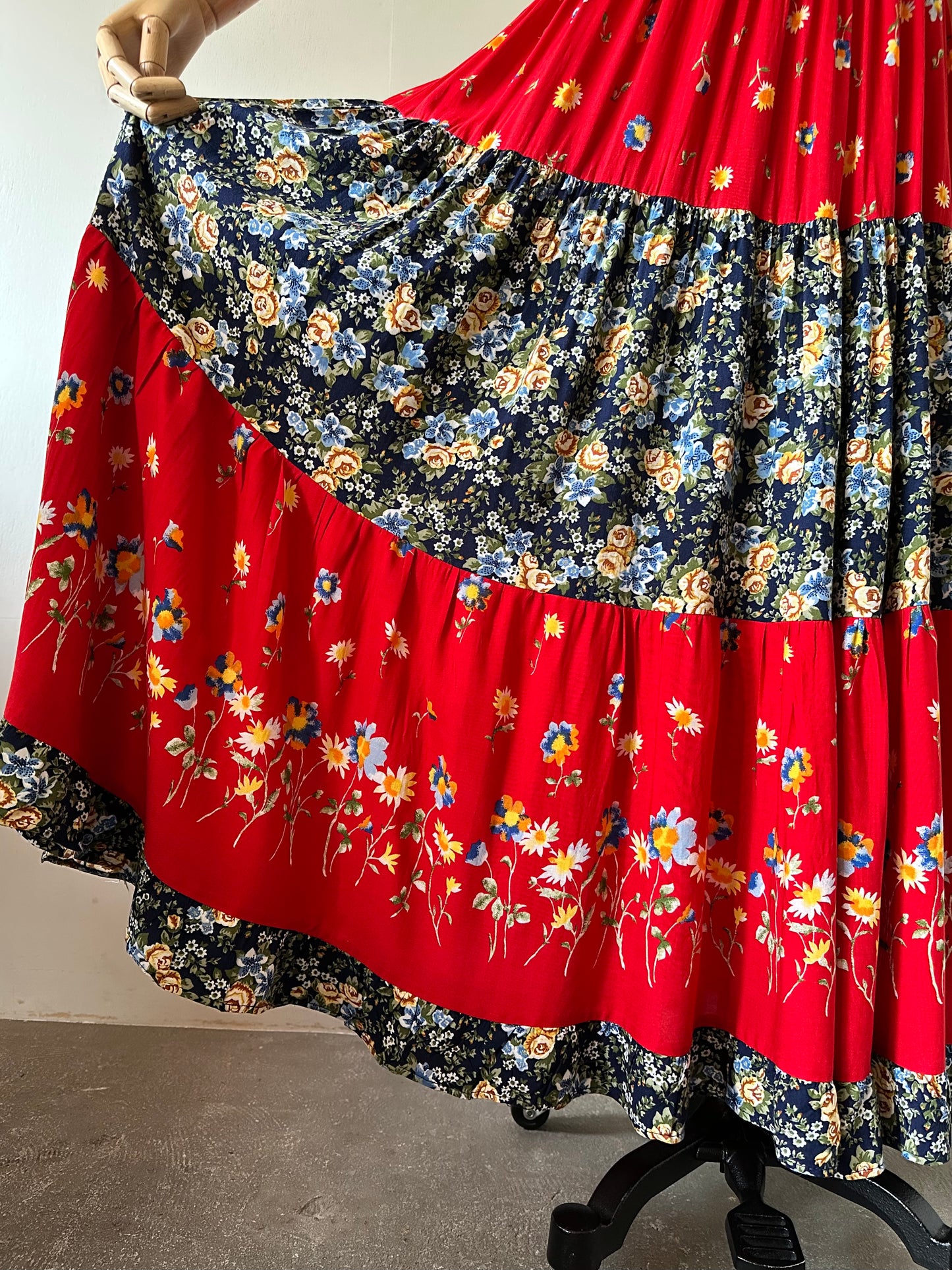 floral tiered maxi skirt