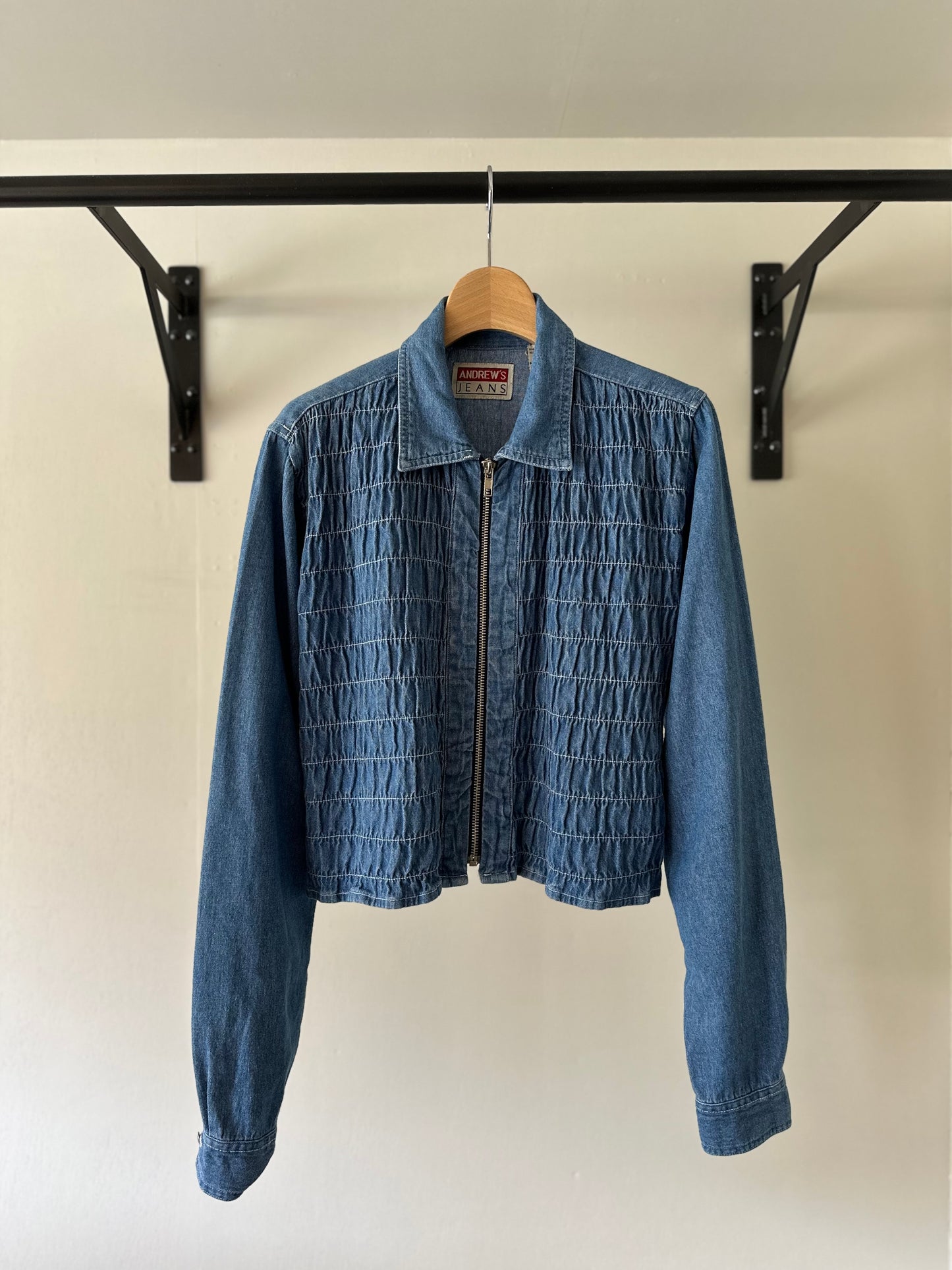zip up shirring shirt