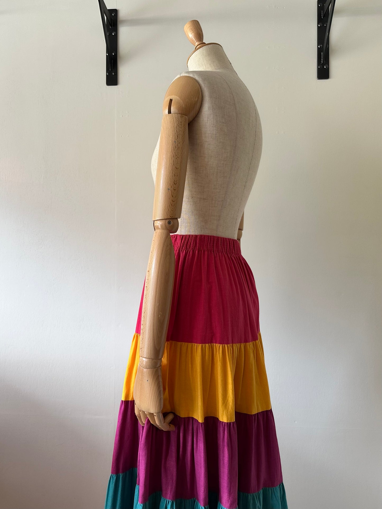 multicolored tiered skirt