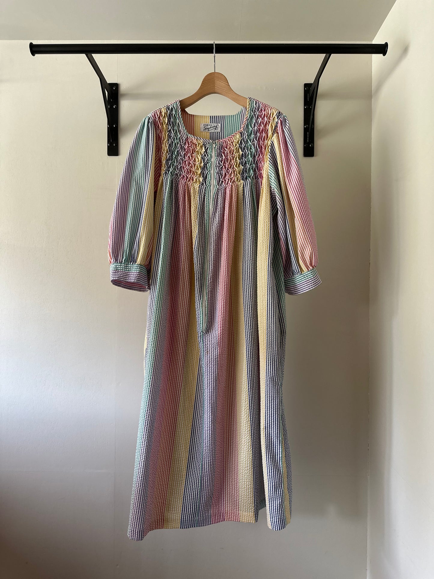 seersucker stripe zip up dress