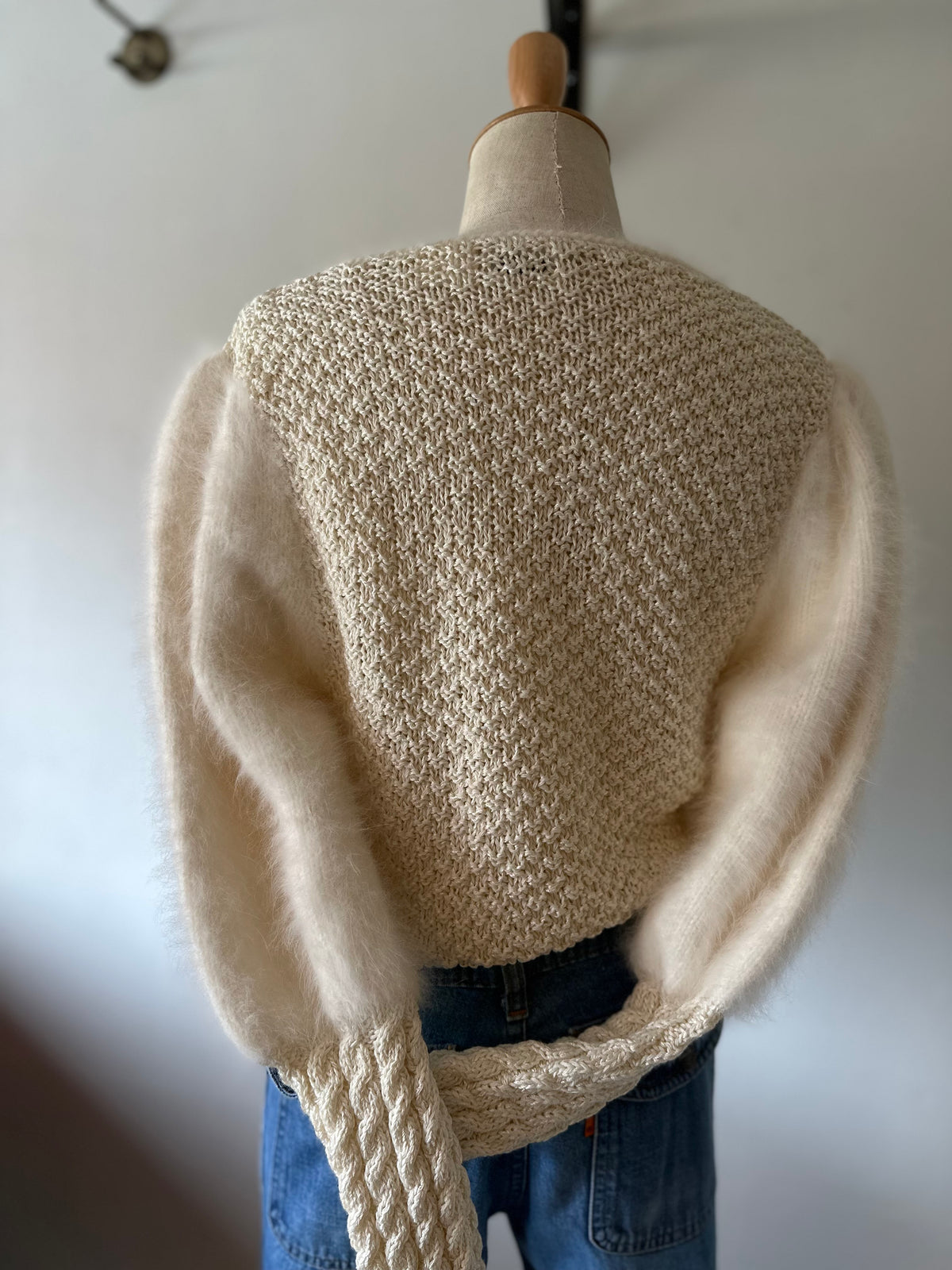 fur sleeve design knit tops