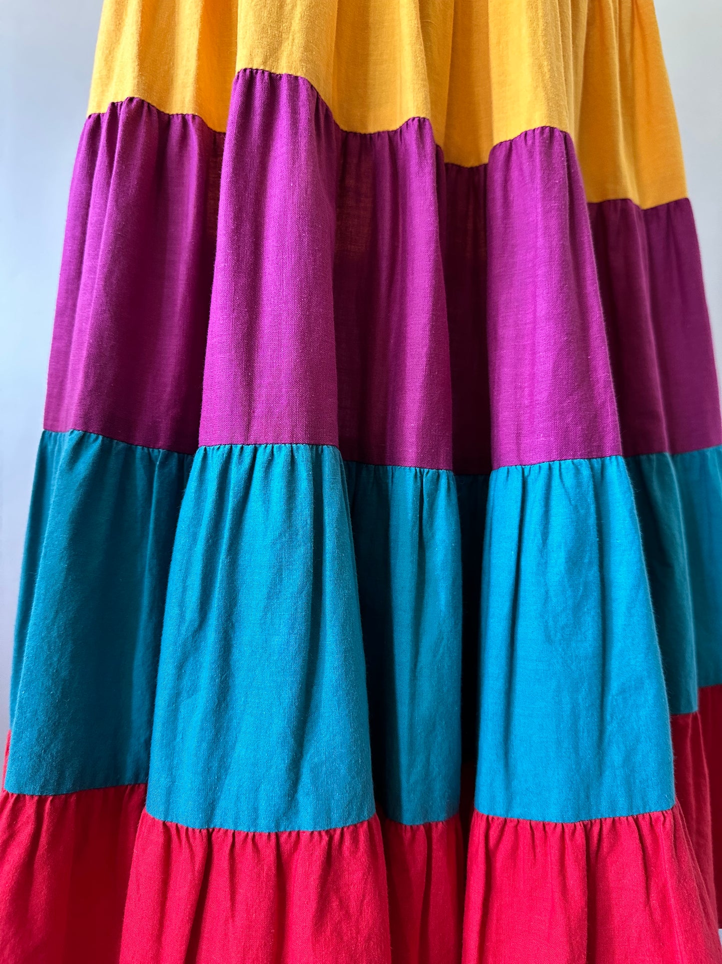multicolored tiered skirt