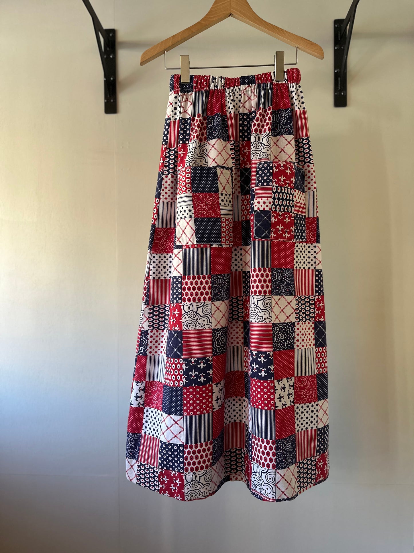 patchwork pattern maxi skirt