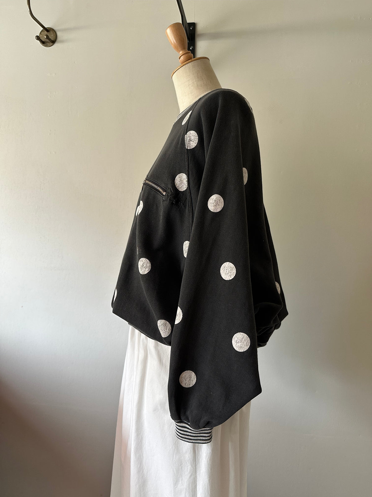 dots stripe dolman sleeve tops