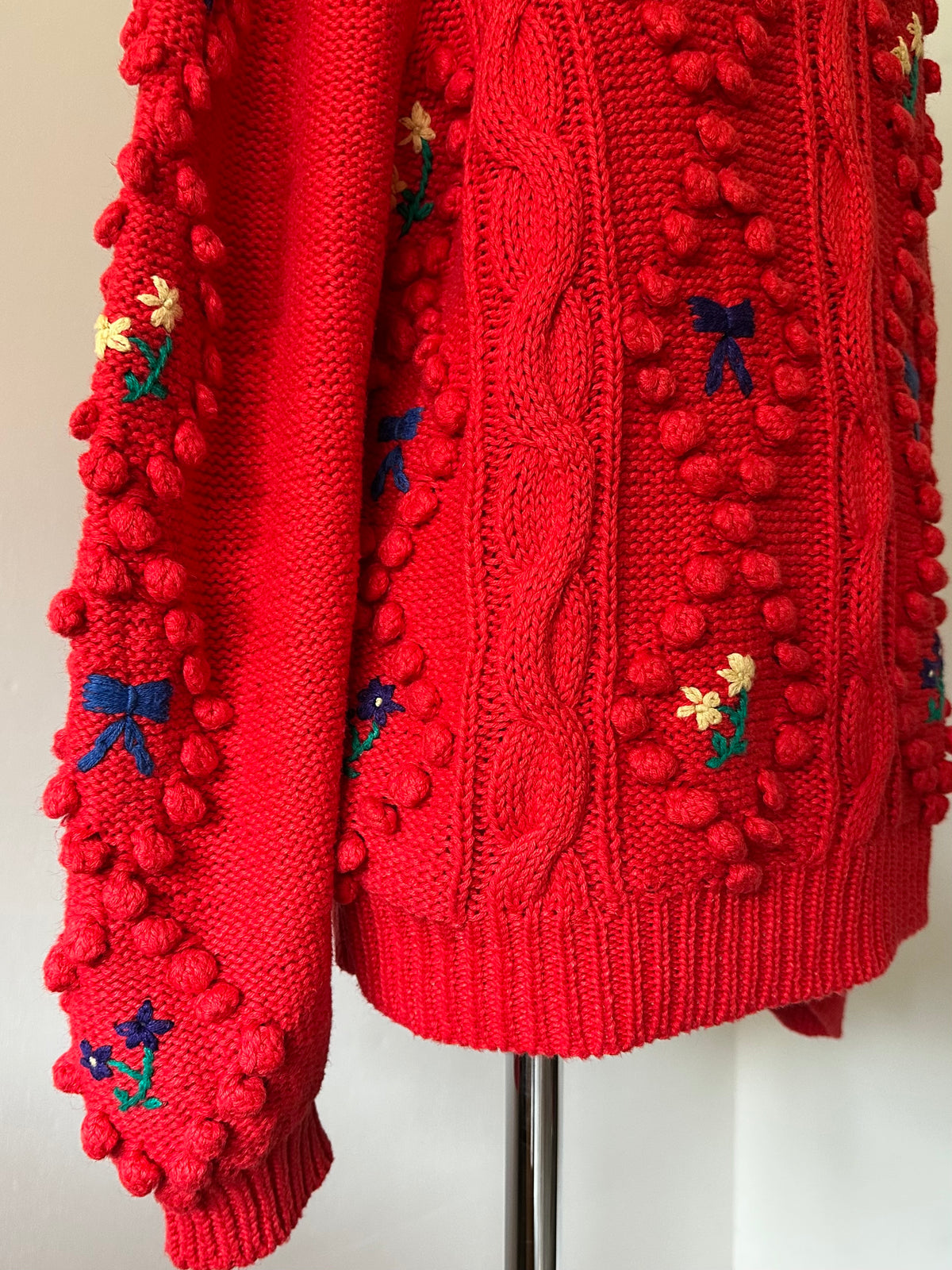 ribbon×flower knit sweater