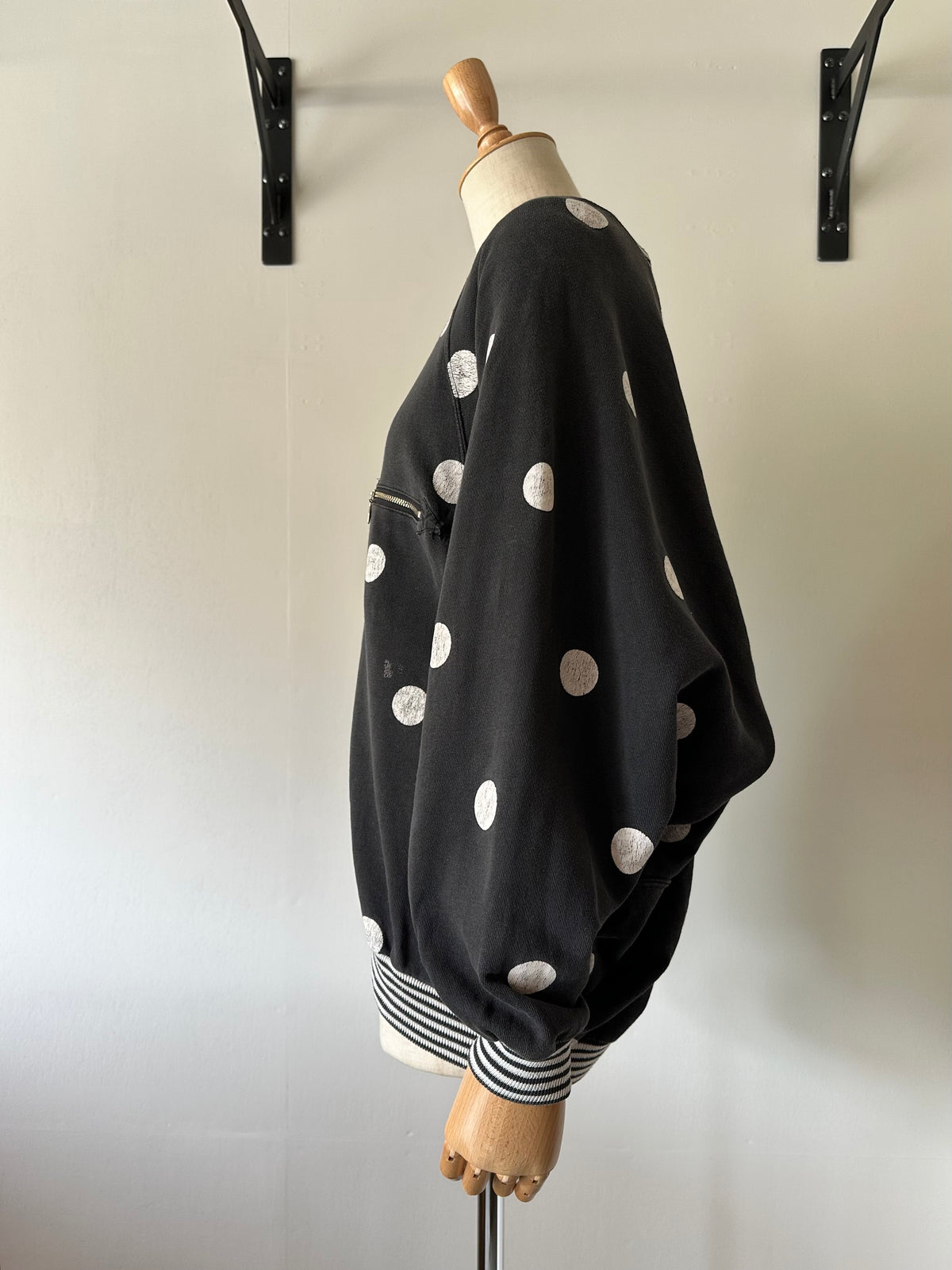dots stripe dolman sleeve tops