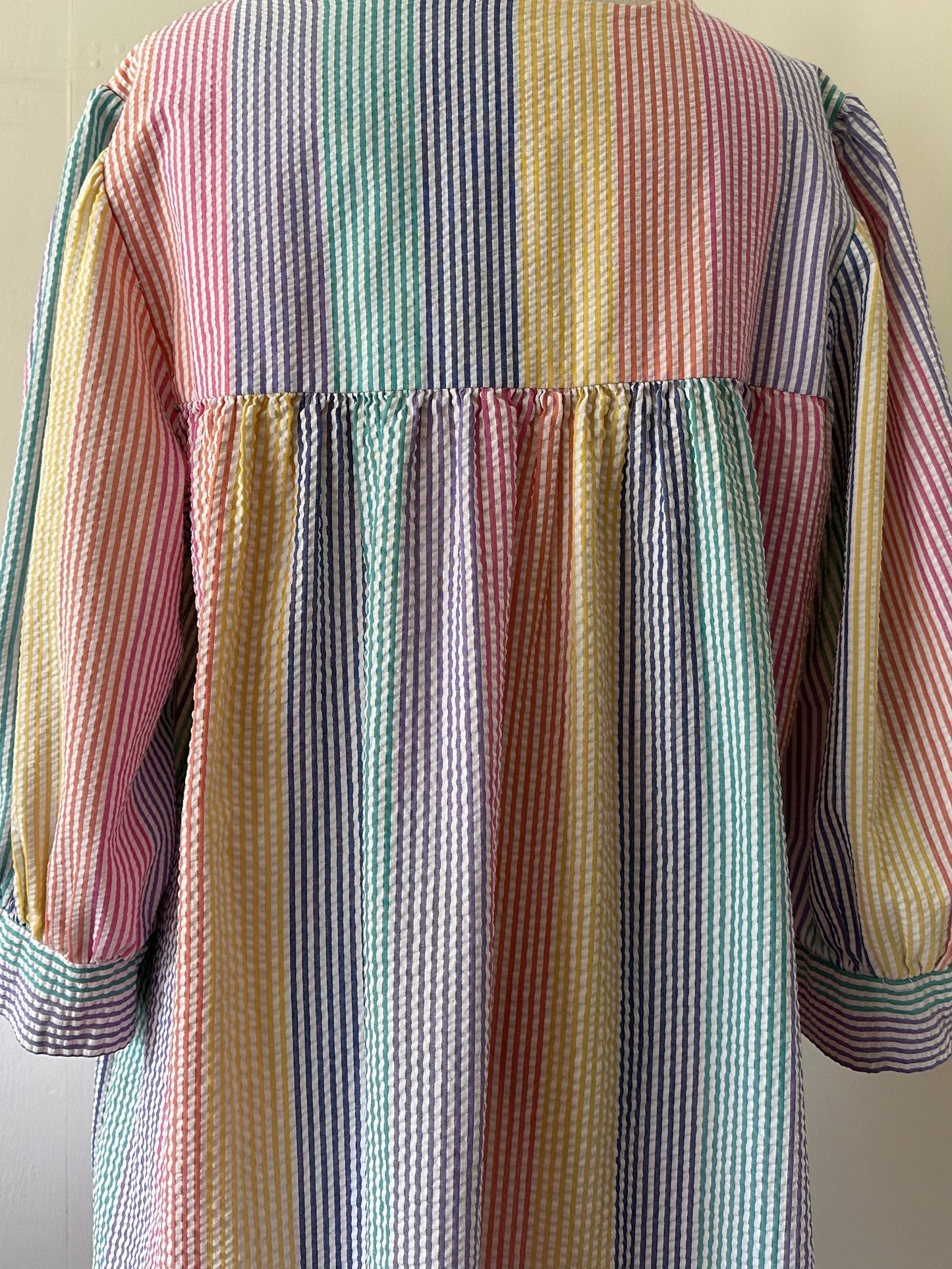 seersucker stripe zip up dress