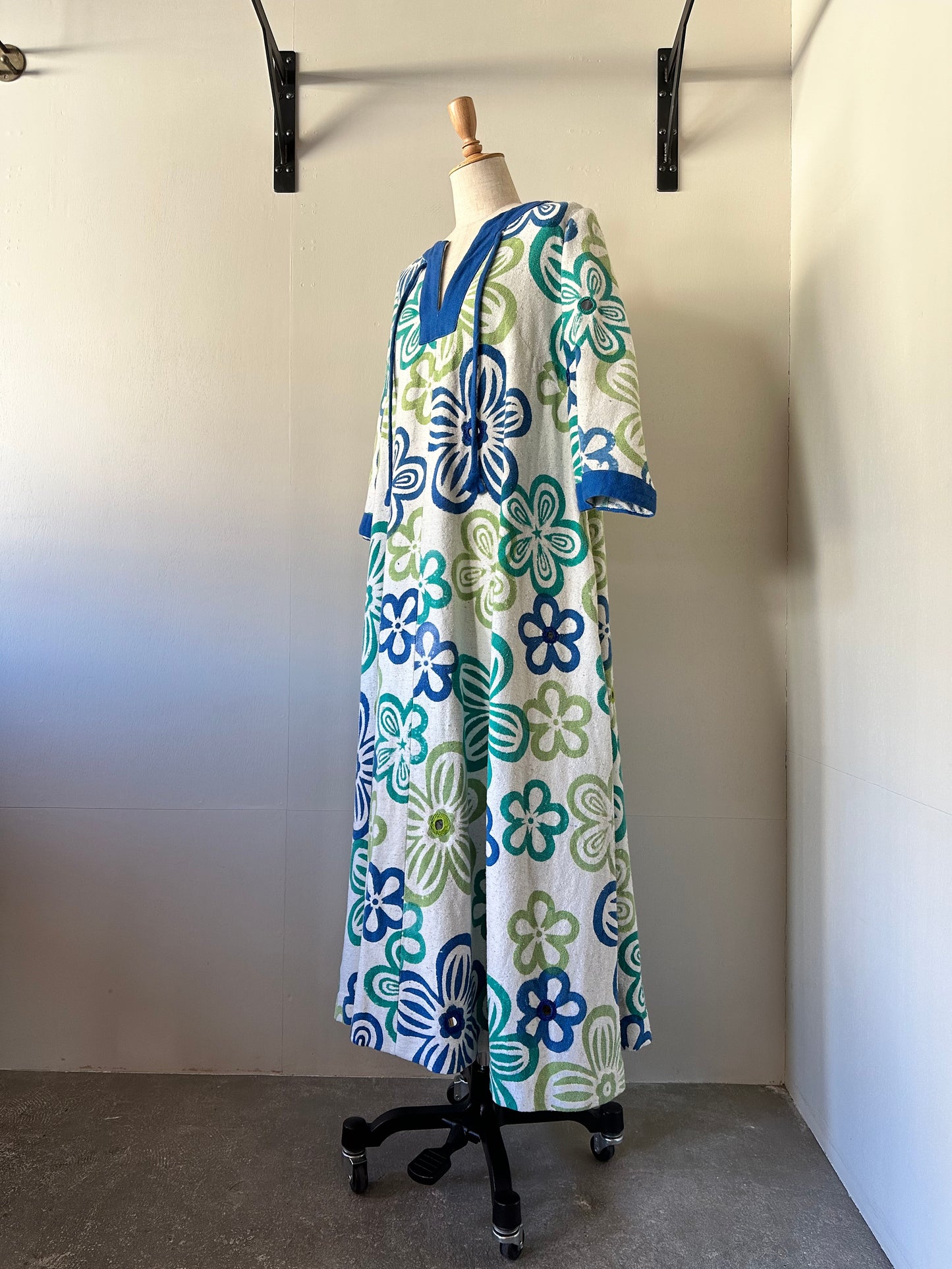 vintage floral mirror work dress