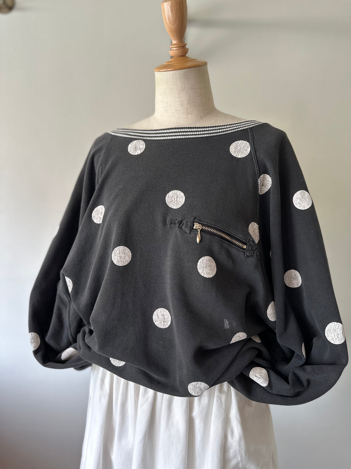 dots stripe dolman sleeve tops