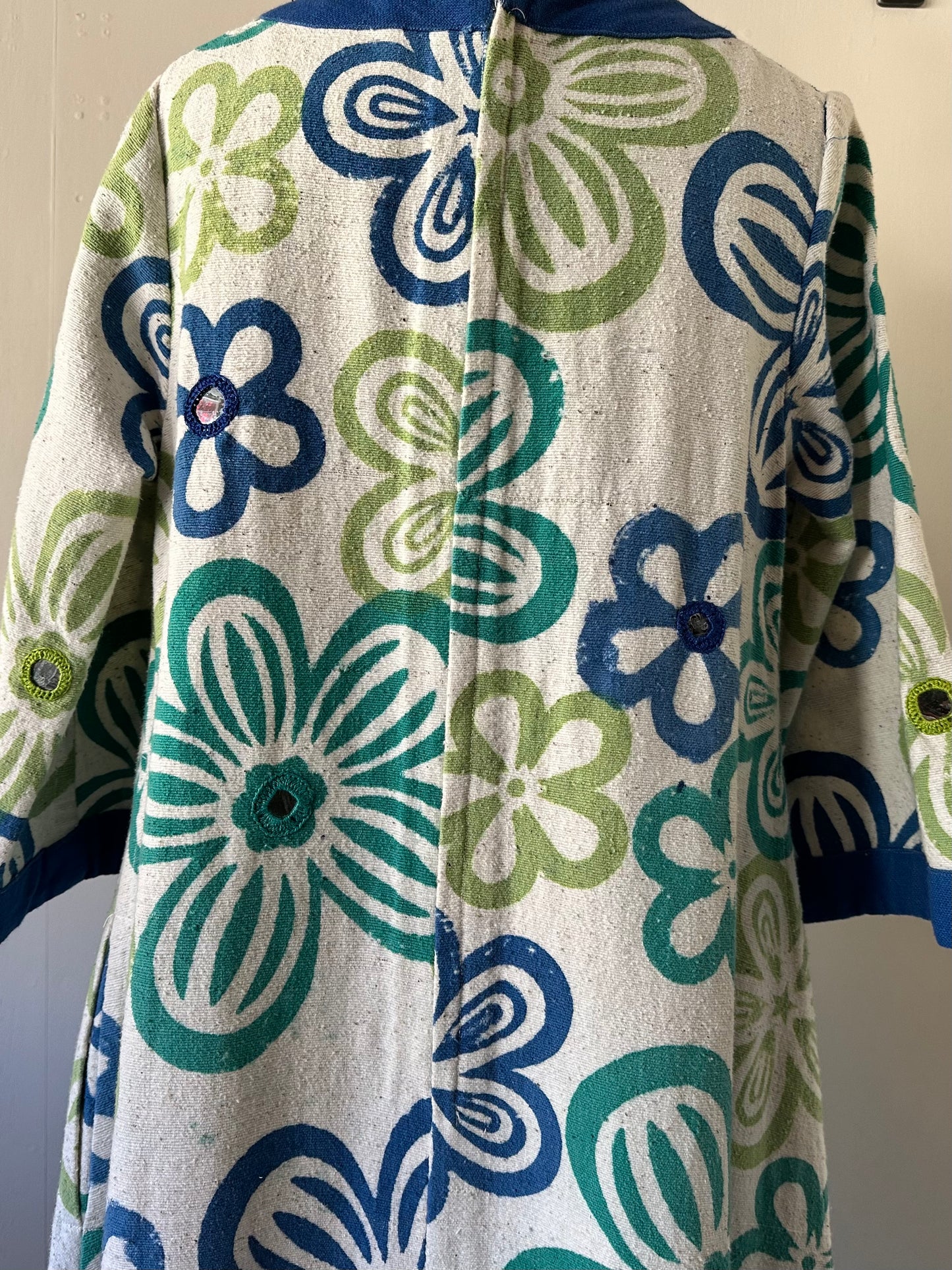 vintage floral mirror work dress